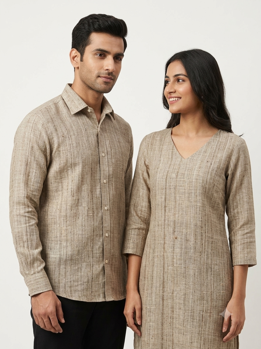 Handspun Handwoven Brown Katiya Silk Fabric