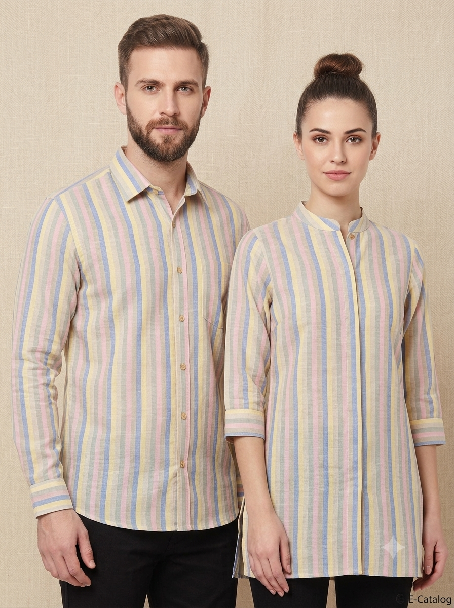 Handspun & Handwoven Natural Cotton Multi Colour Stripe Fabric