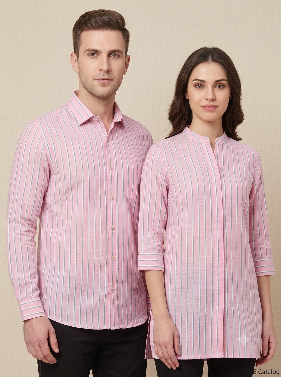 Handspun & Handwoven Natural Cotton Super Pink Stripe Fabric