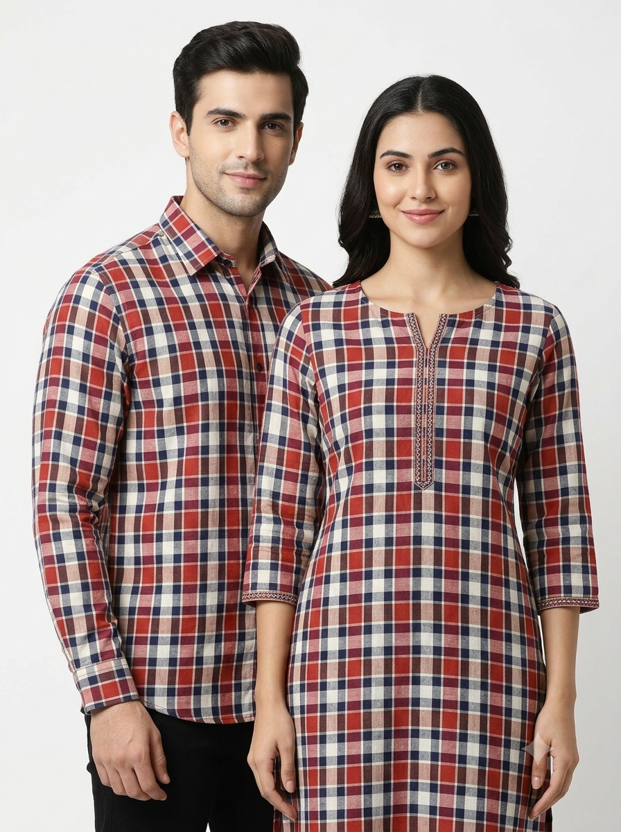 Handwoven Cotton Check Fabric CHK9