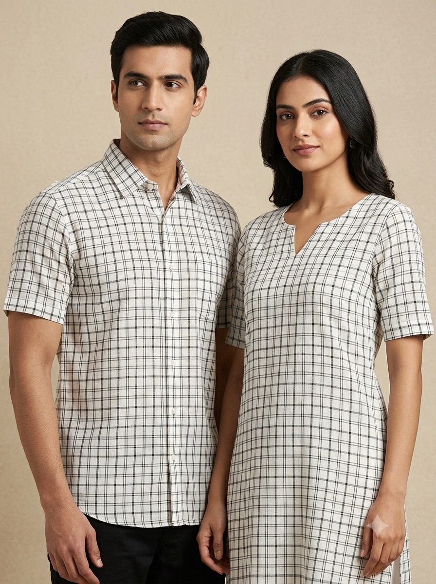 Handwoven Cotton Check Fabric CHK29