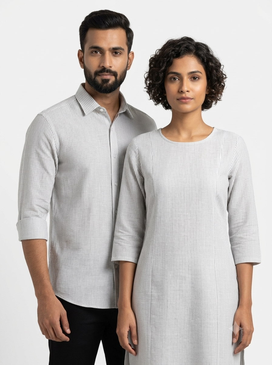Handwoven White Self-Check Cotton Fabric SLF-STP-8