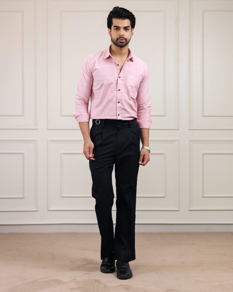 Tulip Pink Handloom Cotton Full Sleeve Shirt