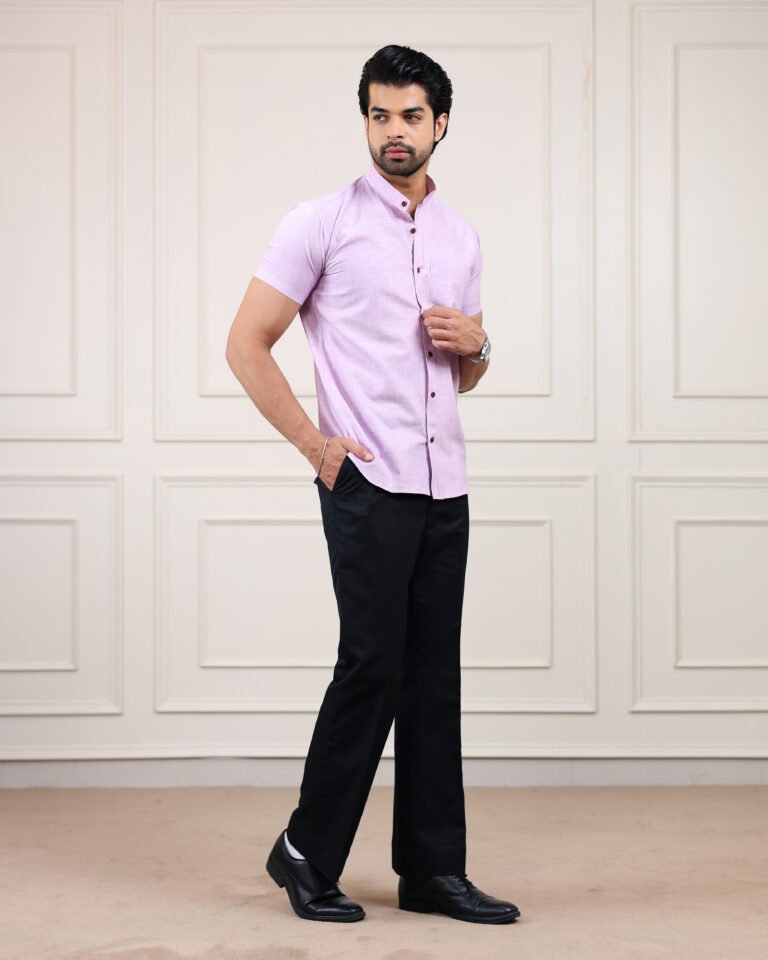 Purple Lily Handloom Cotton Half Sleeve Shirt