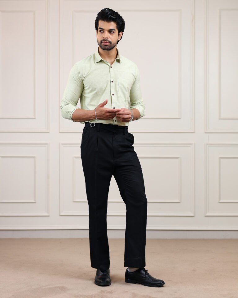 Pista Nut Green Handloom Cotton Full Sleeve Shirt
