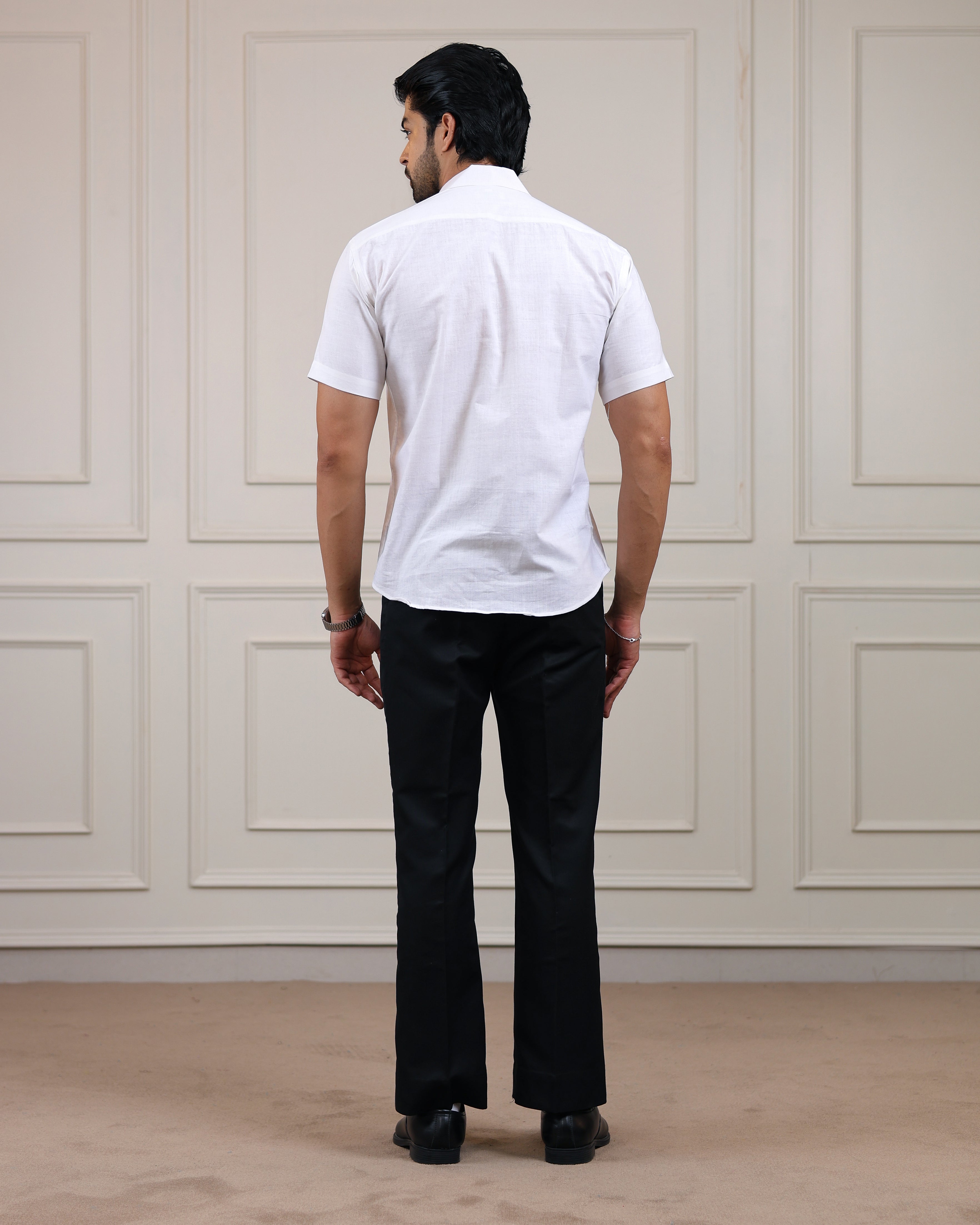 White Handloom Cotton Half Sleeve Shirt