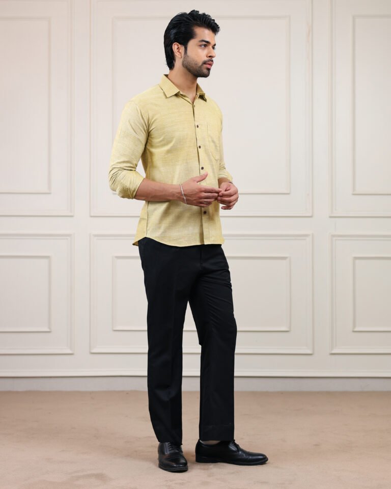 Mustard Gold Handloom Cotton Full Sleeve Shirt