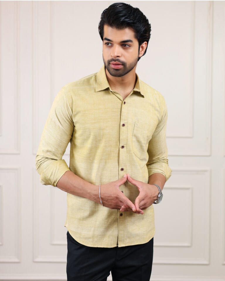Mustard Gold Handloom Cotton Full Sleeve Shirt