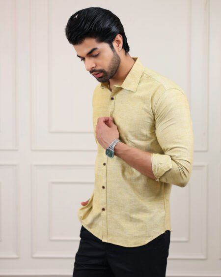 Mustard Gold Handloom Cotton Full Sleeve Shirt