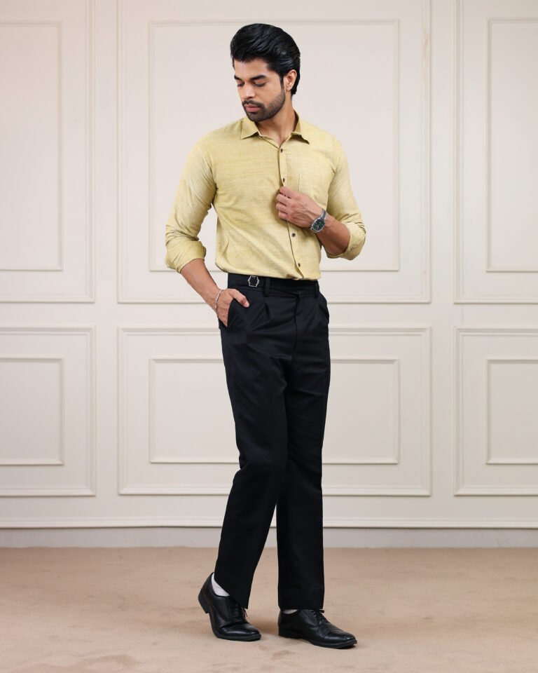 Mustard Gold Handloom Cotton Full Sleeve Shirt
