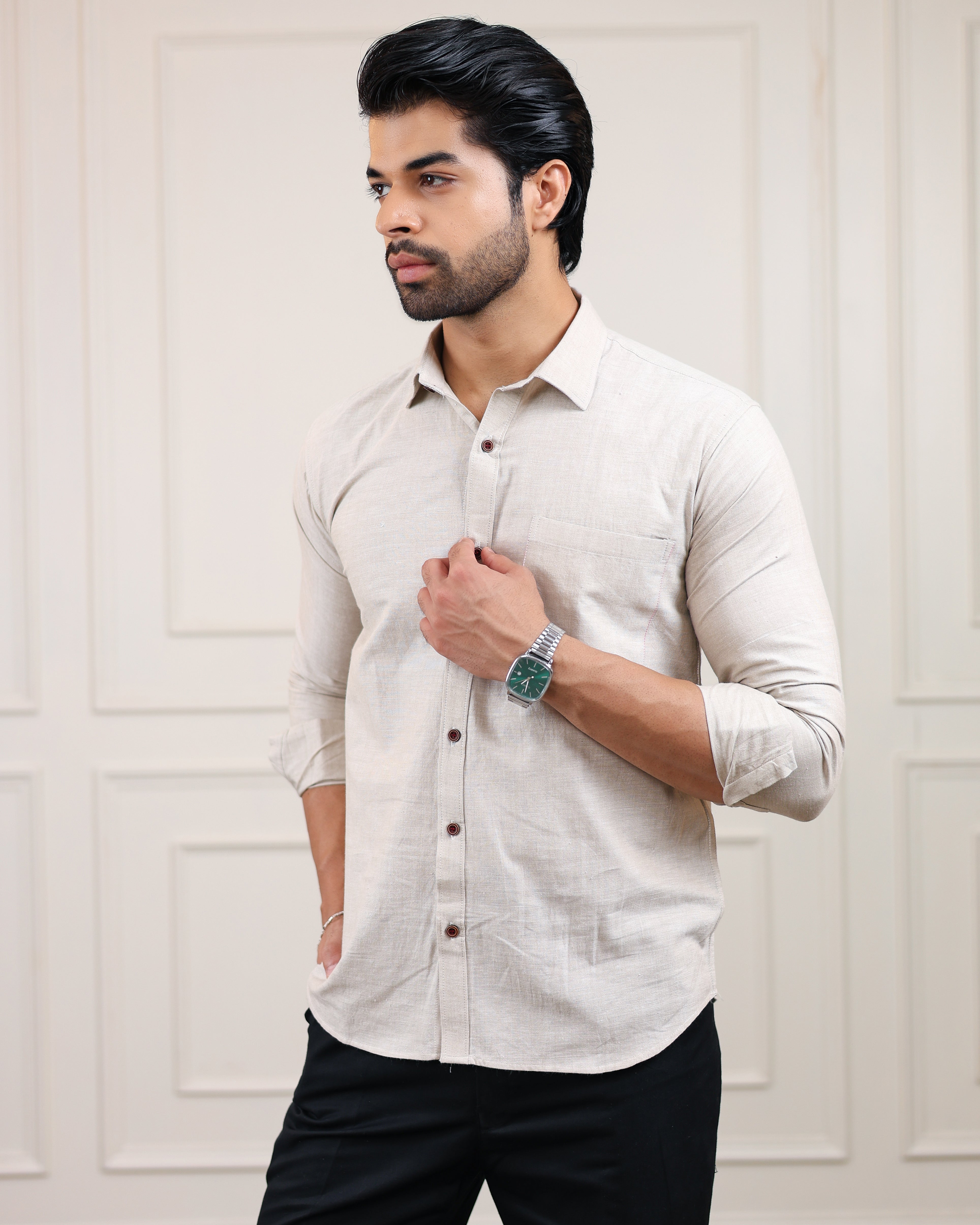 Grey Vireo Pakhi Handloom Cotton Full Sleeve Shirt