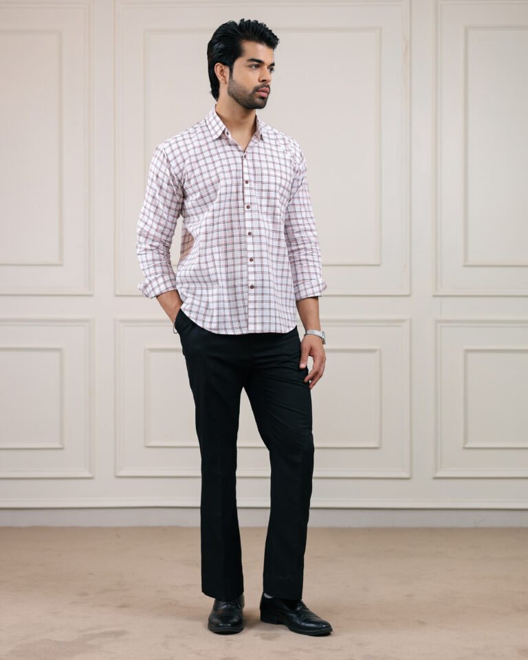 White Check Handloom Cotton Full Sleeve Shirt