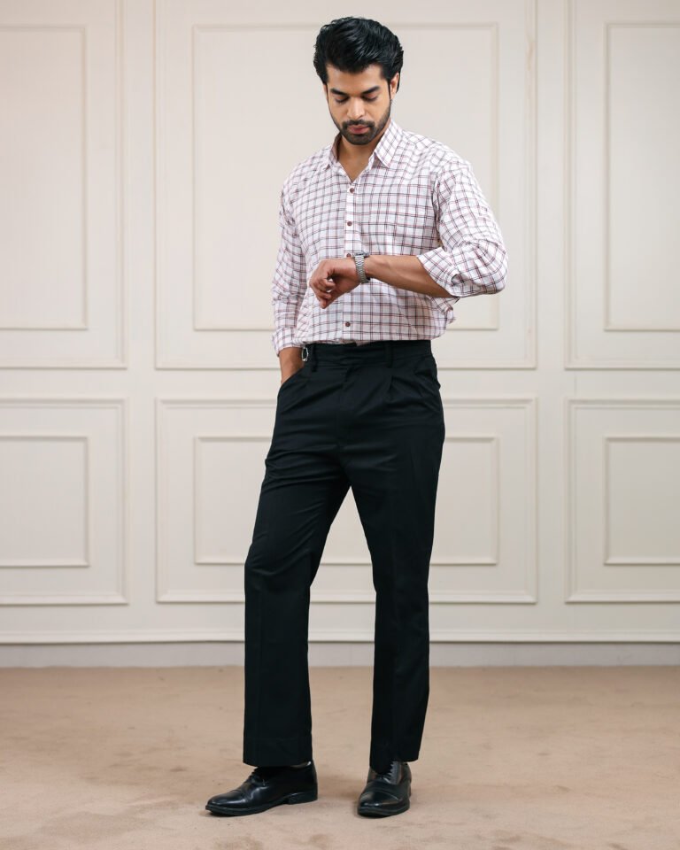 White Check Handloom Cotton Full Sleeve Shirt