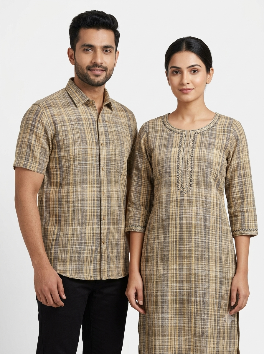 Coffee Jharna Khaddar Fabric