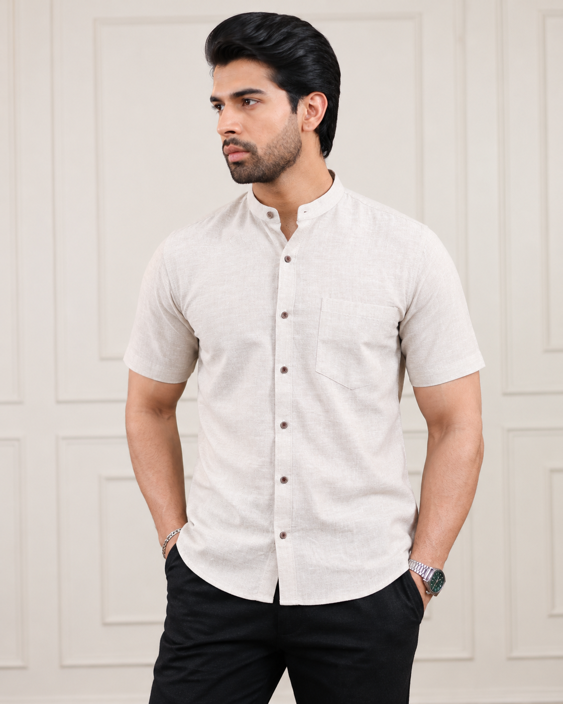 Grey vireo Pakhi Handloom Cotton Half Sleeve Shirt