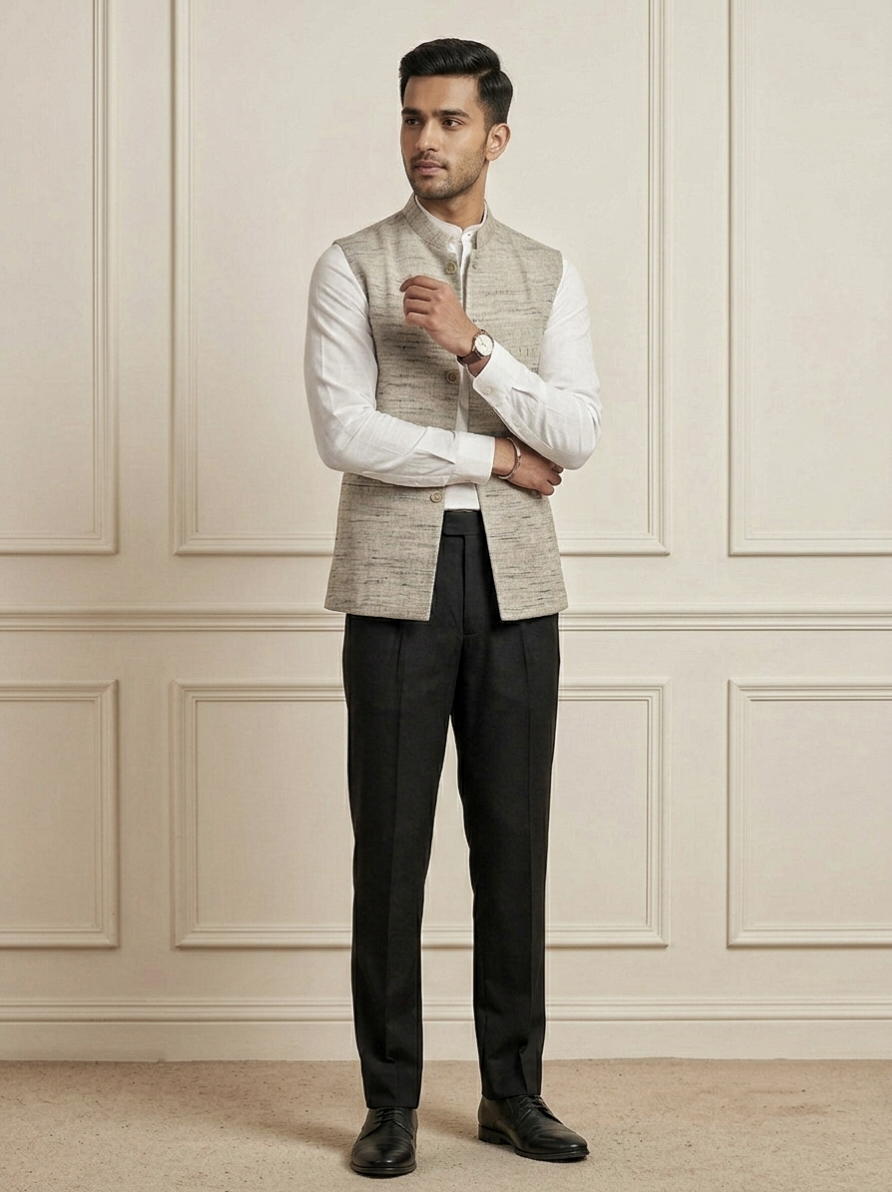 Khadi Half Jackets Grey Colour