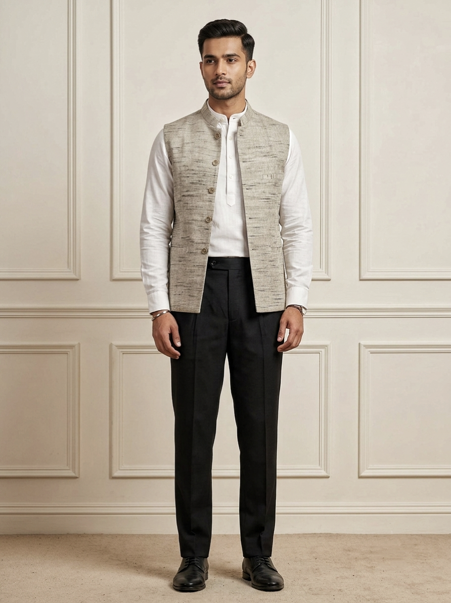 Khadi Half Jackets Grey Colour