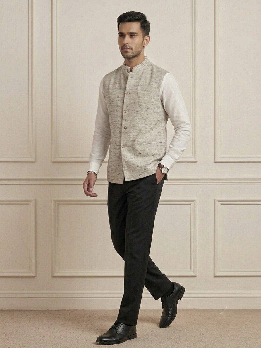 Khadi Half Jackets Grey Colour