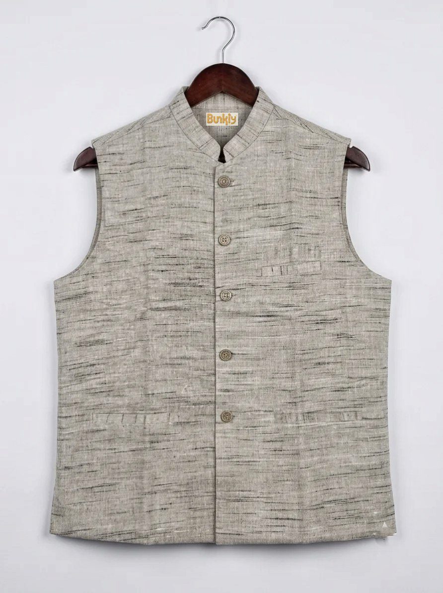 Khadi Half Jackets Grey Colour