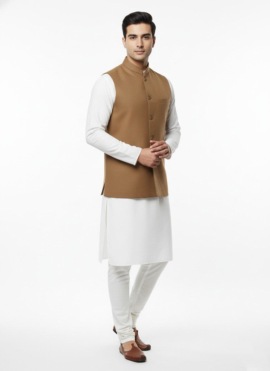 Woolen Nehru Jackets Lite Brown Colour