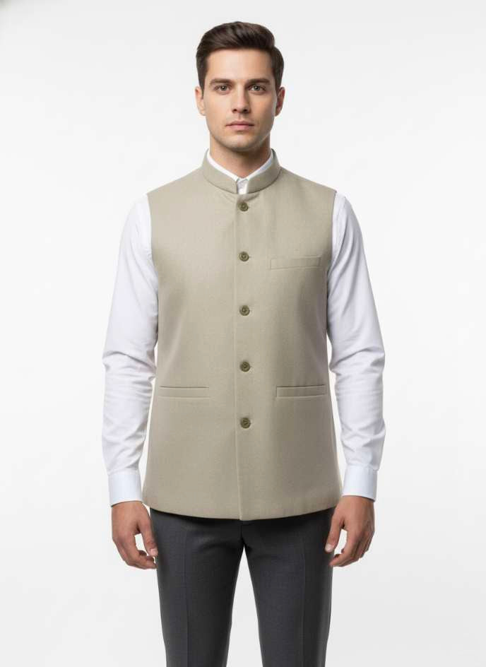 Woolen Nehru Jackets Lite Beige Colour