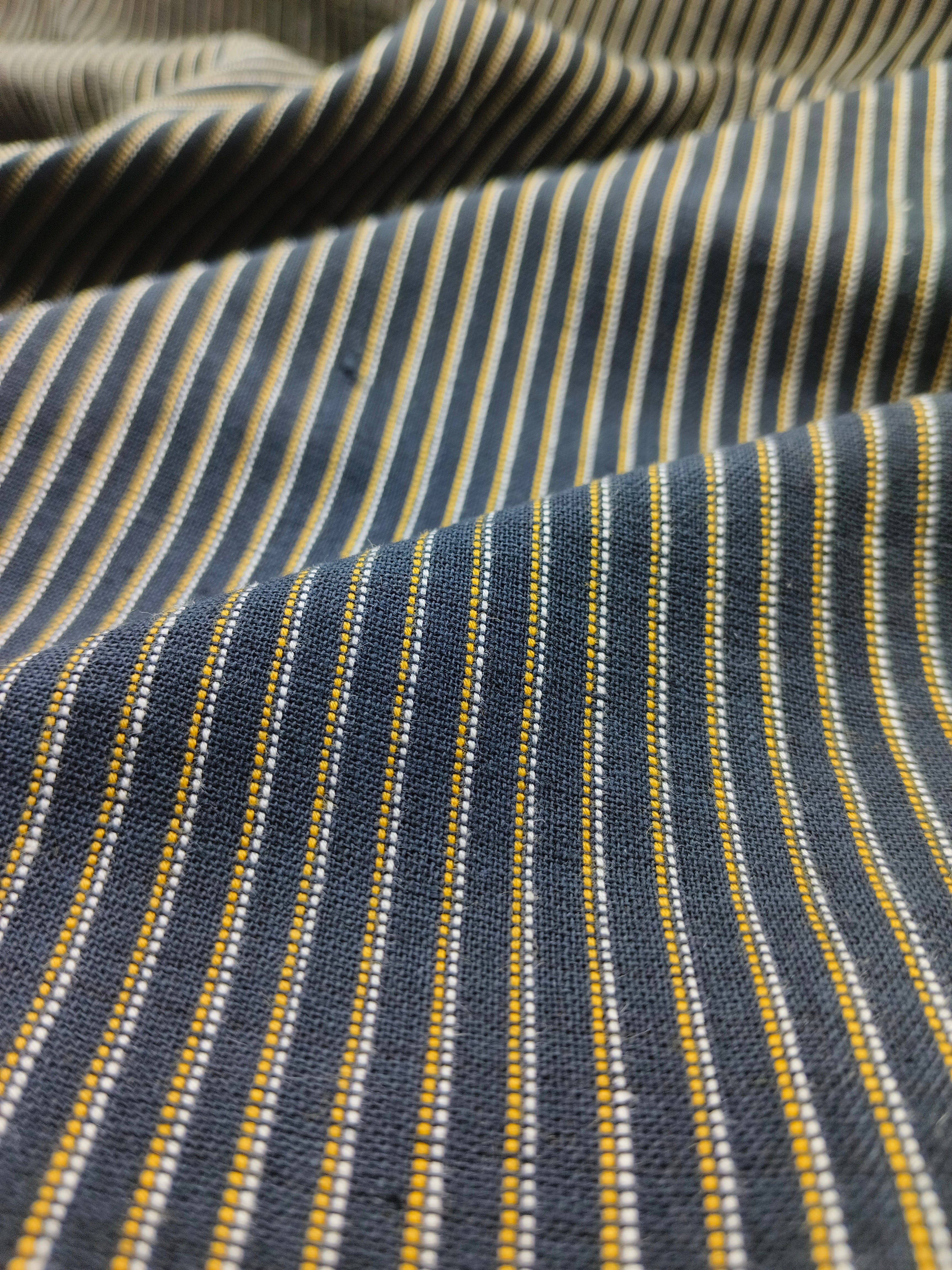 Handspun & Handwoven Natural Cotton Black Stripe Fabric