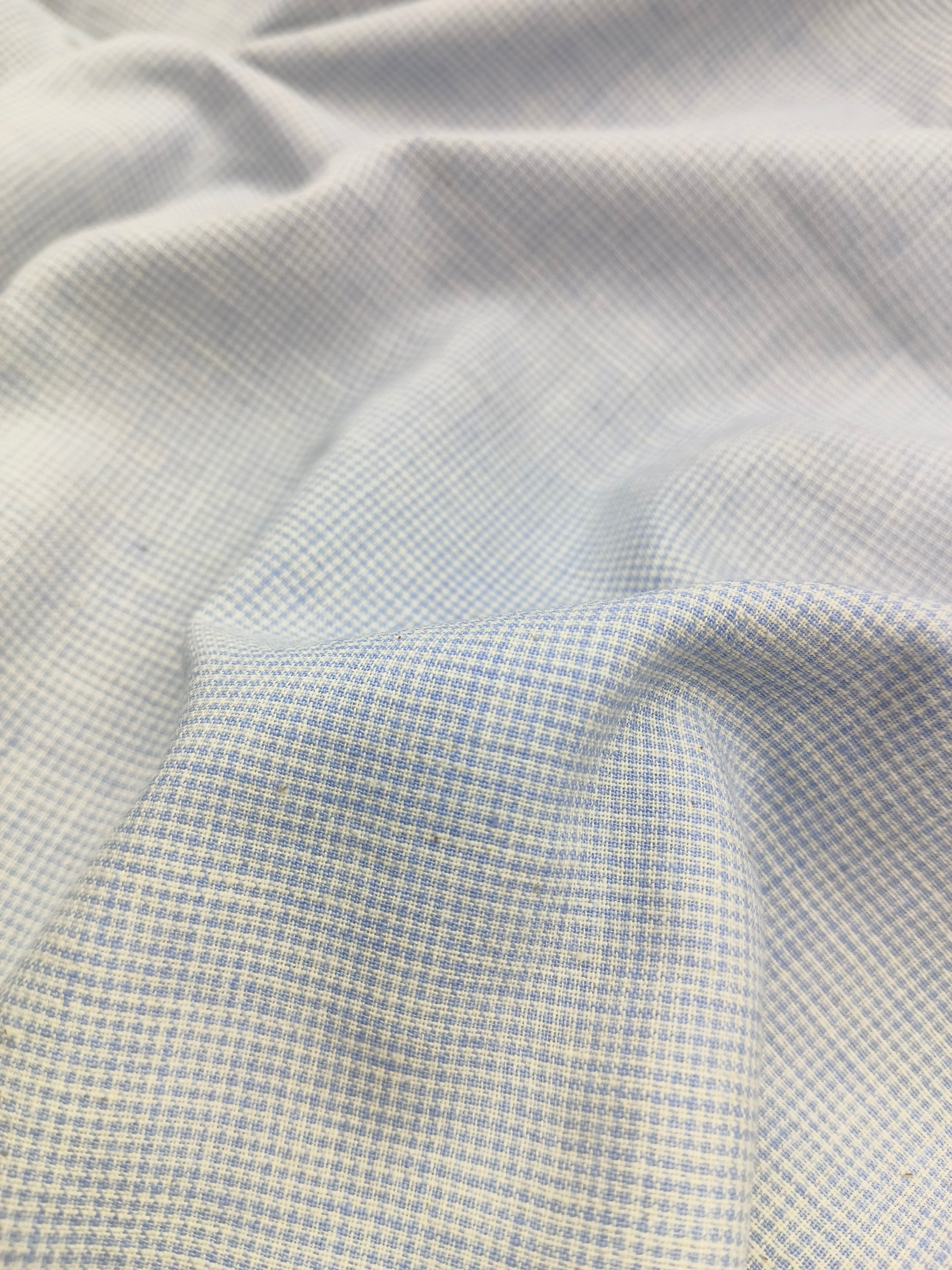 Handspun & Handwoven Natural Cotton Sky White Small Check Fabric