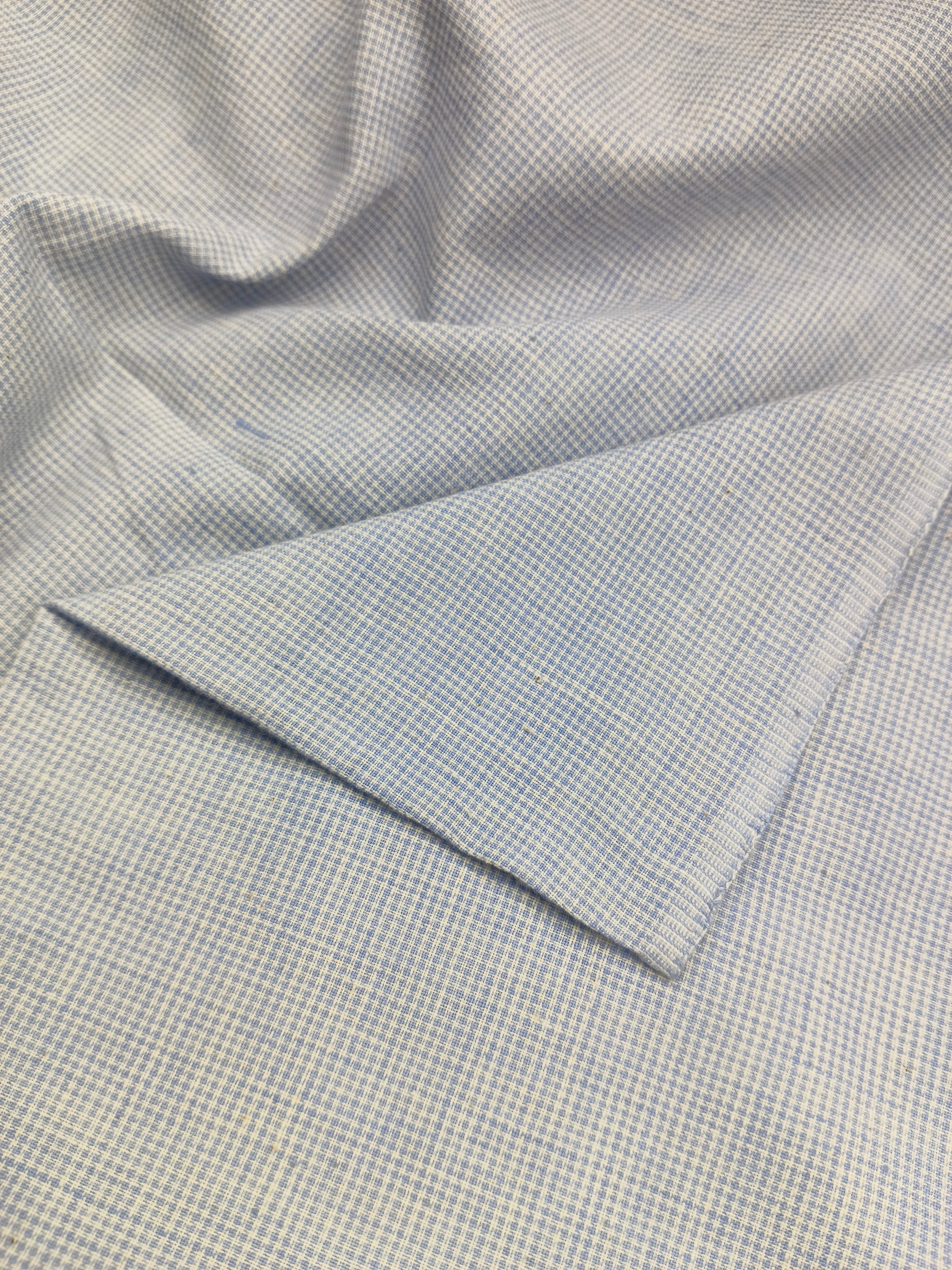 Handspun & Handwoven Natural Cotton Sky White Small Check Fabric