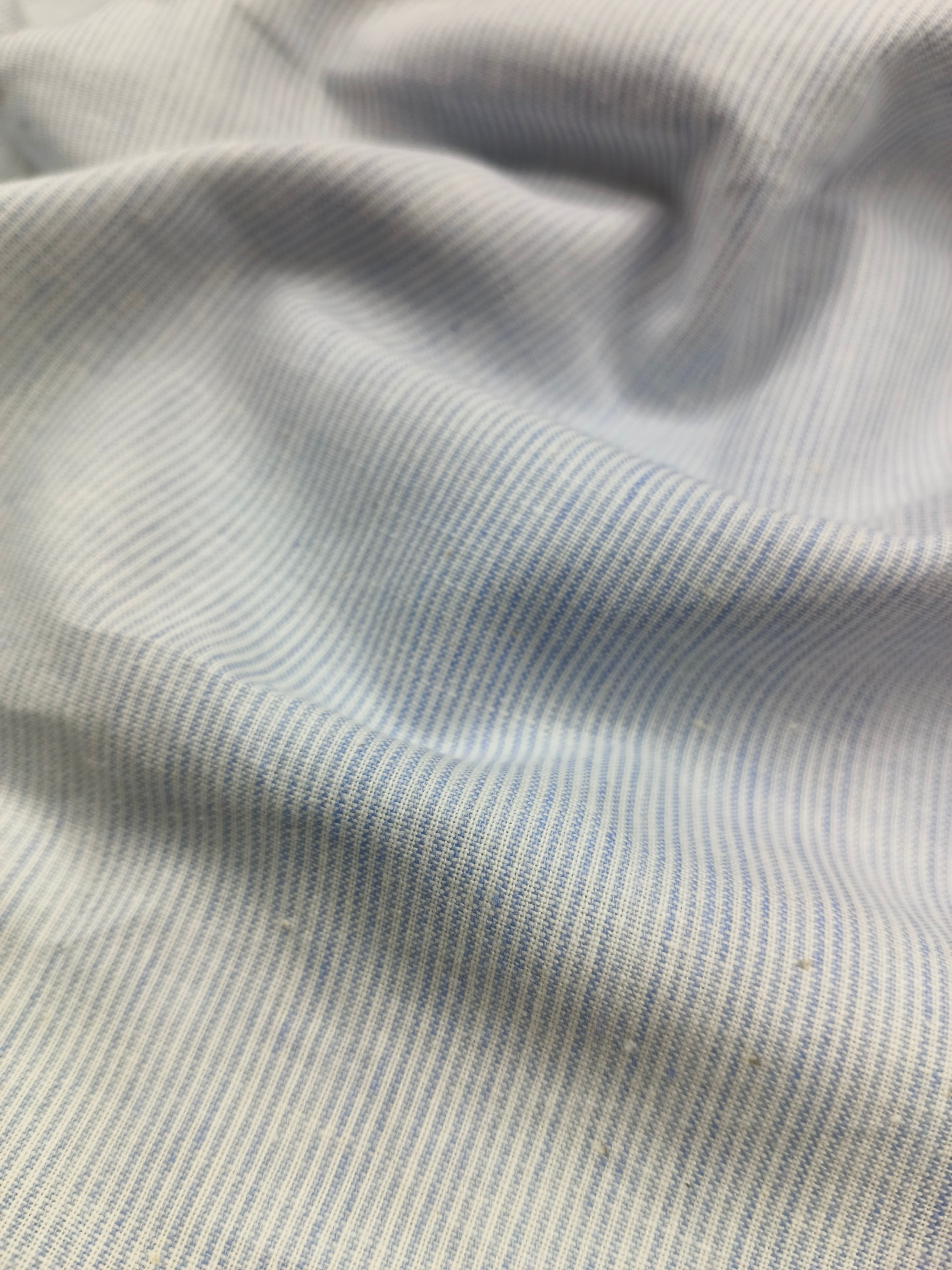 Handspun & Handwoven Natural Cotton Sky White Stripe Fabric
