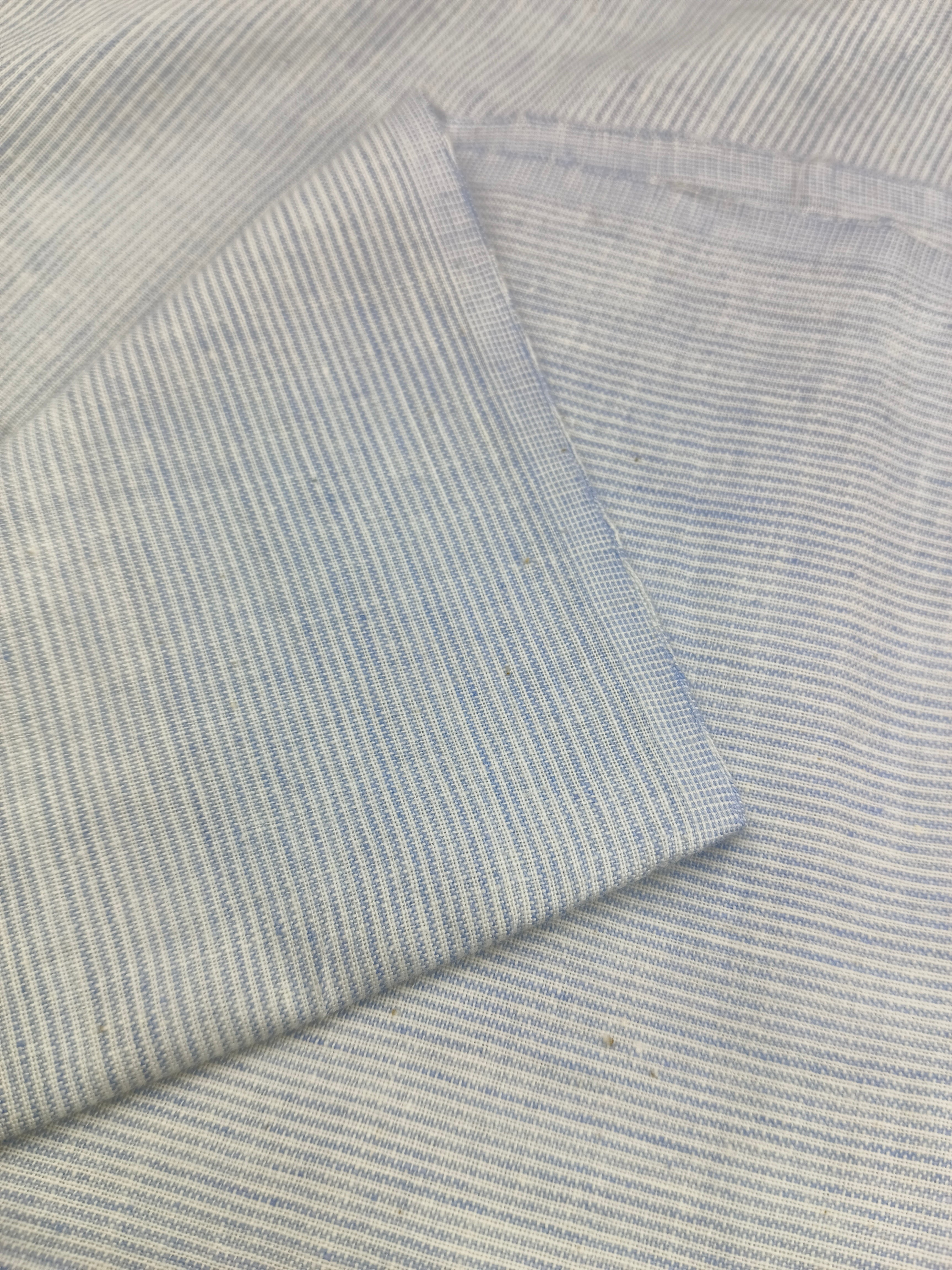 Handspun & Handwoven Natural Cotton Sky White Stripe Fabric