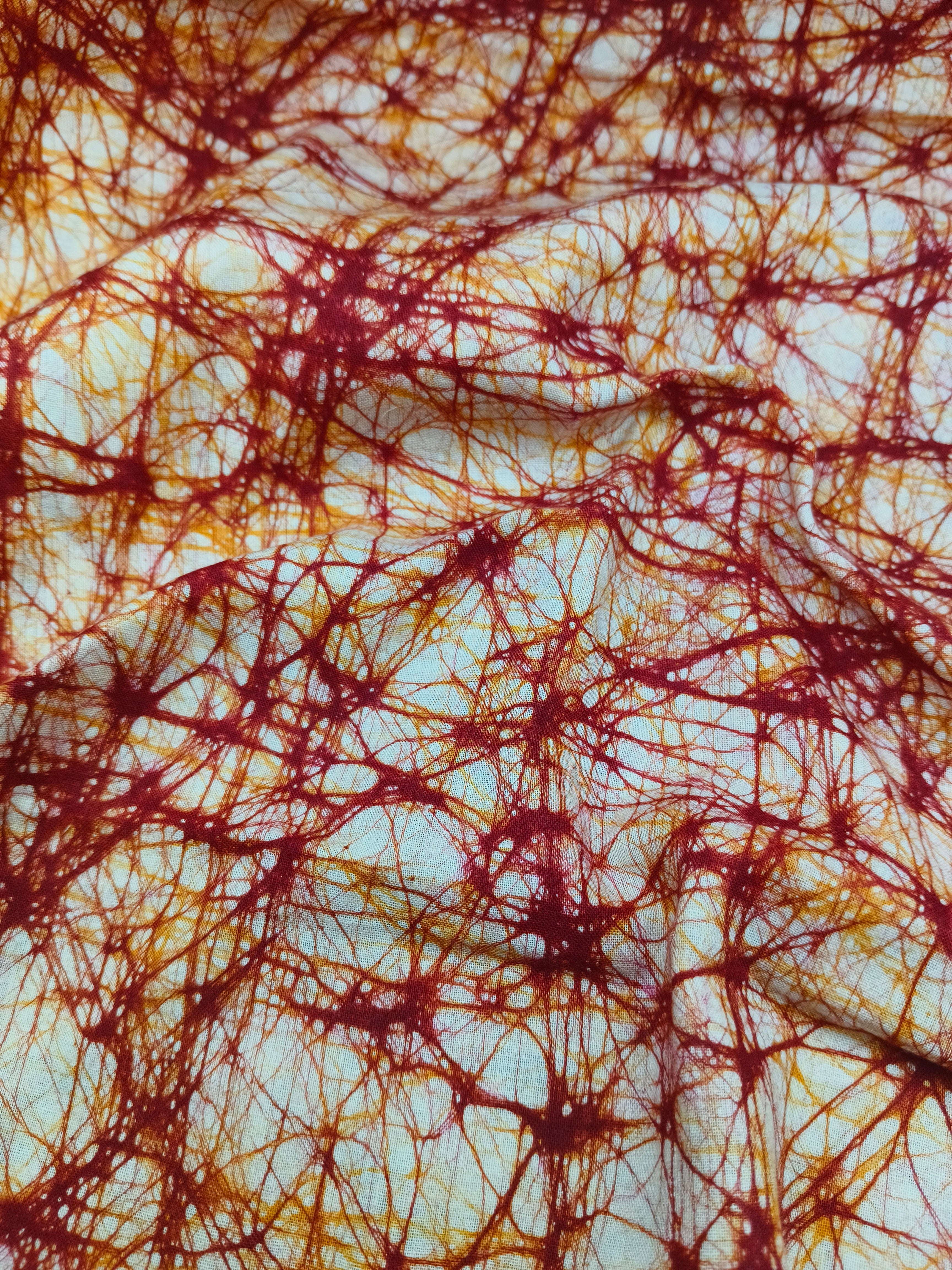 RED GOLD COTTON HAND BATIK PRINT FABRIC 11