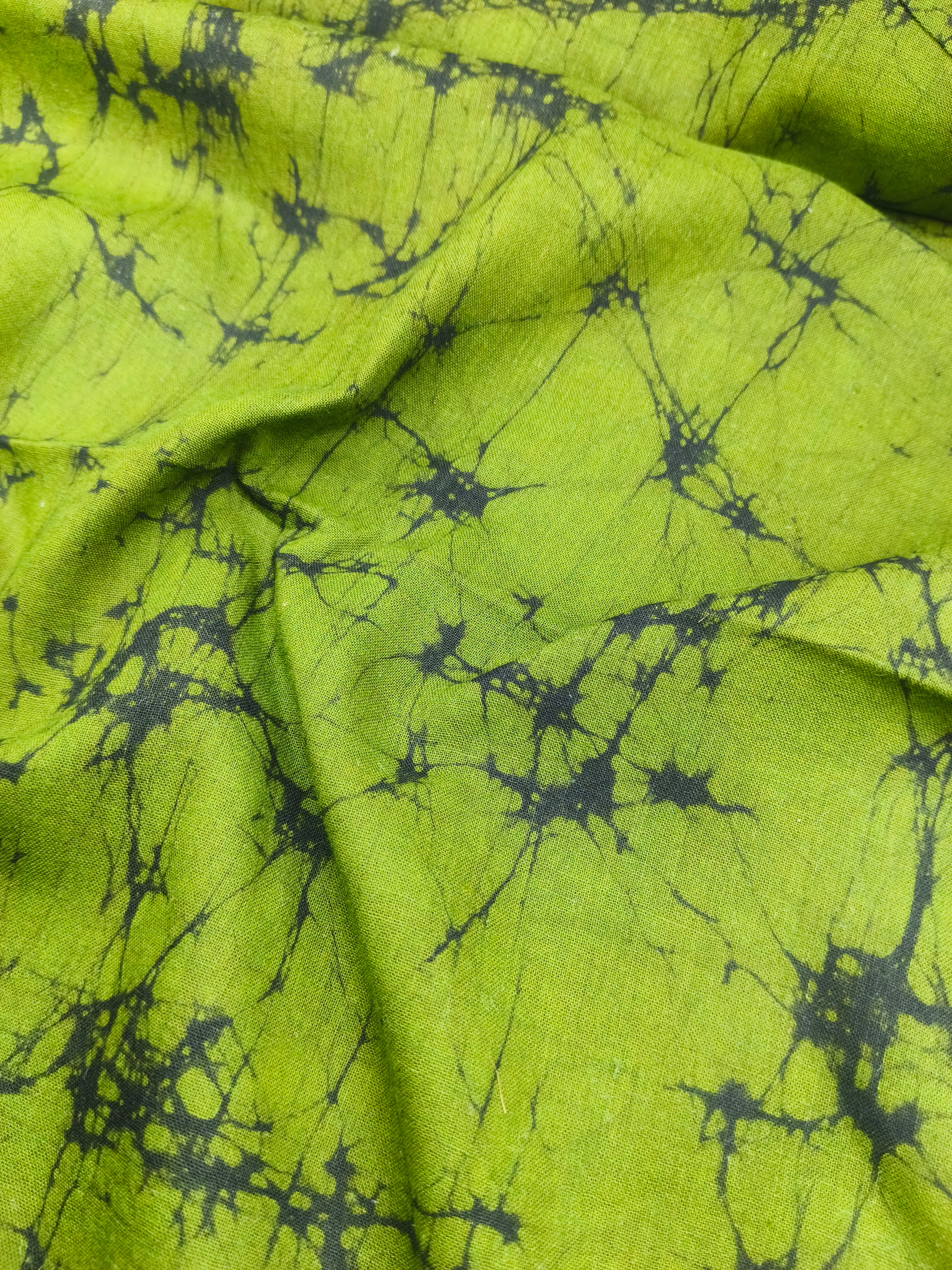 GREEN COTTON HAND BATIK PRINT FABRIC 07