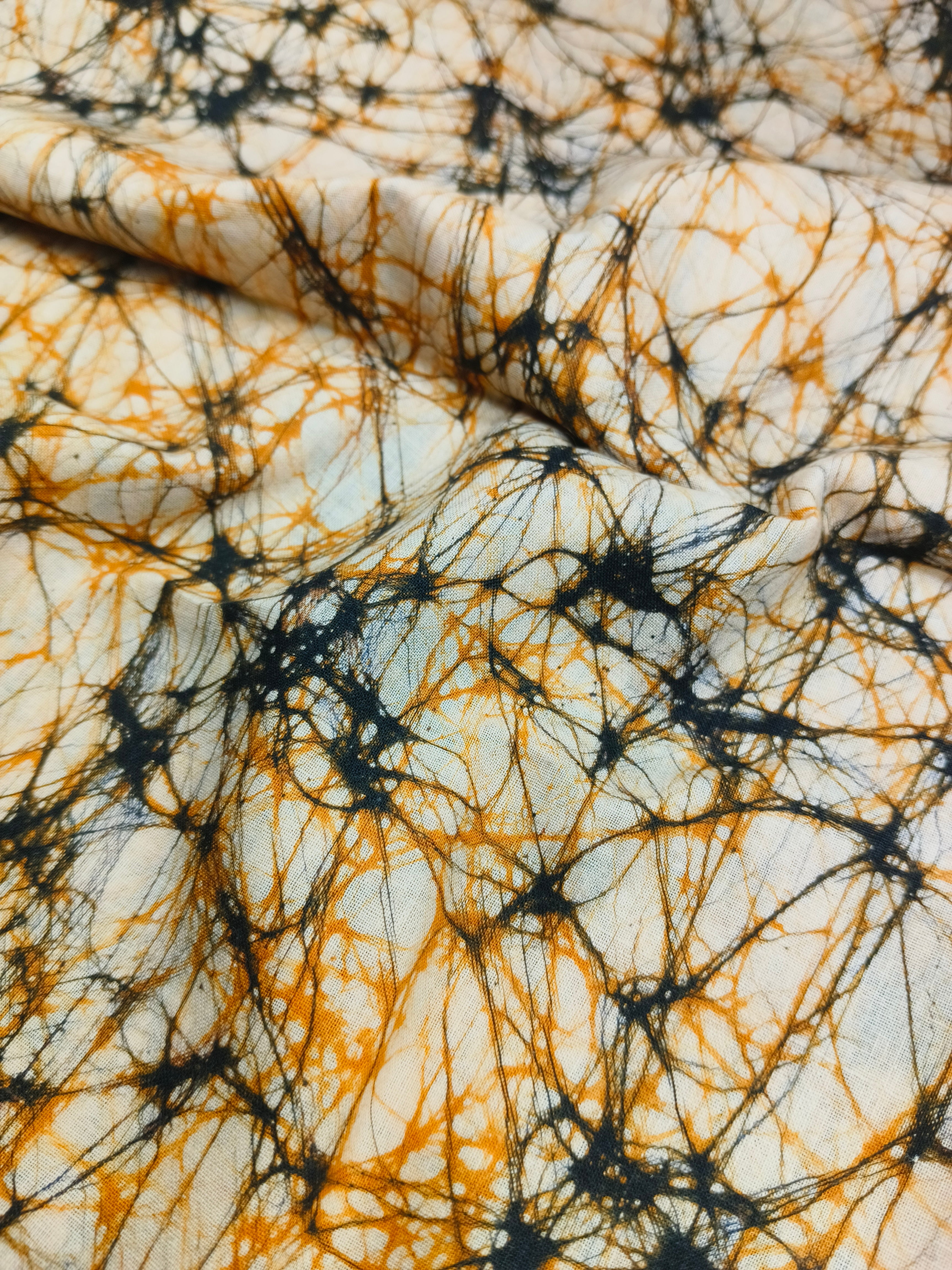 GOLD GREEN COTTON HAND BATIK PRINT FABRIC 04