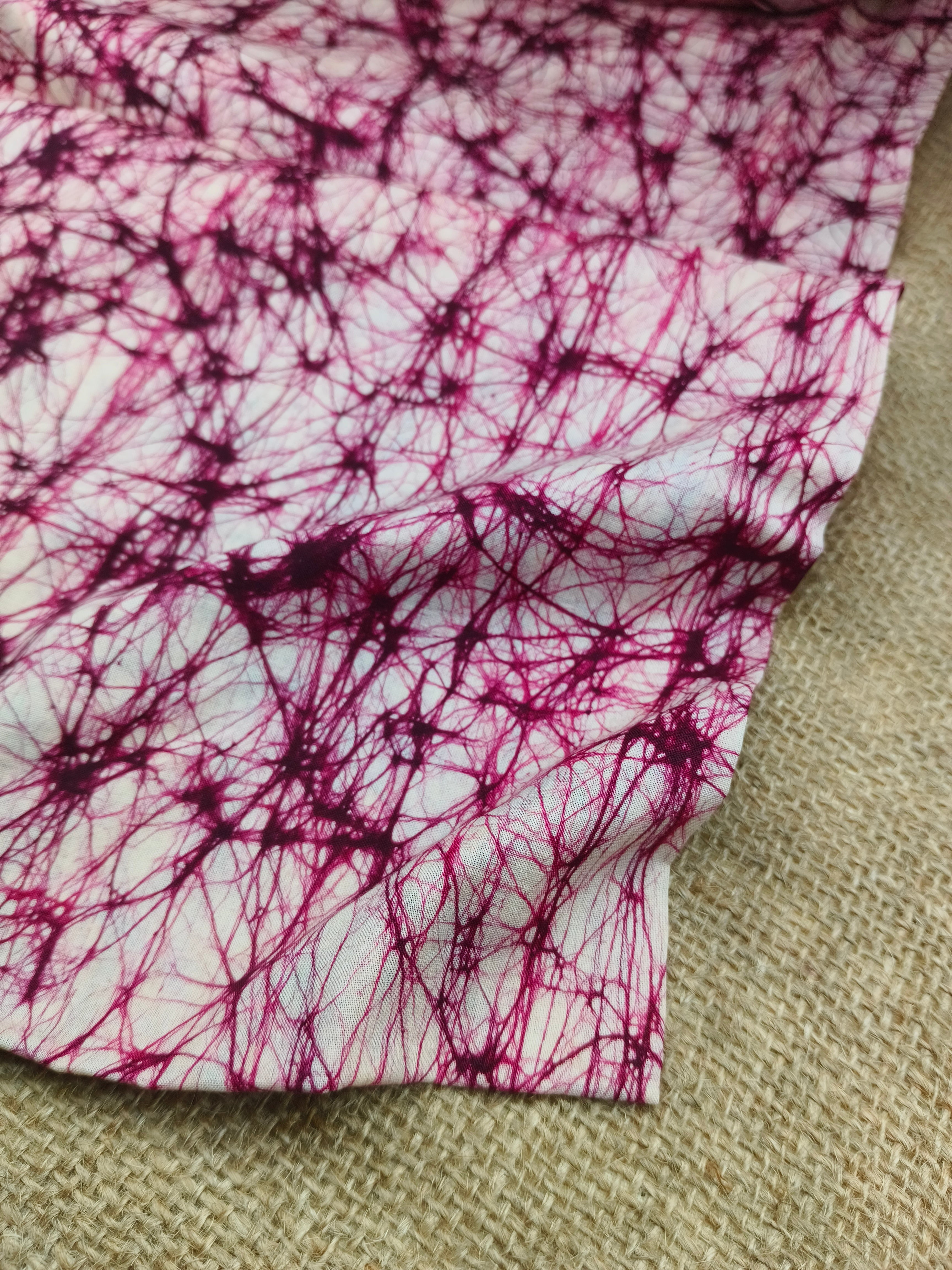 LITE RED COTTON HAND BATIK PRINT FABRIC 01