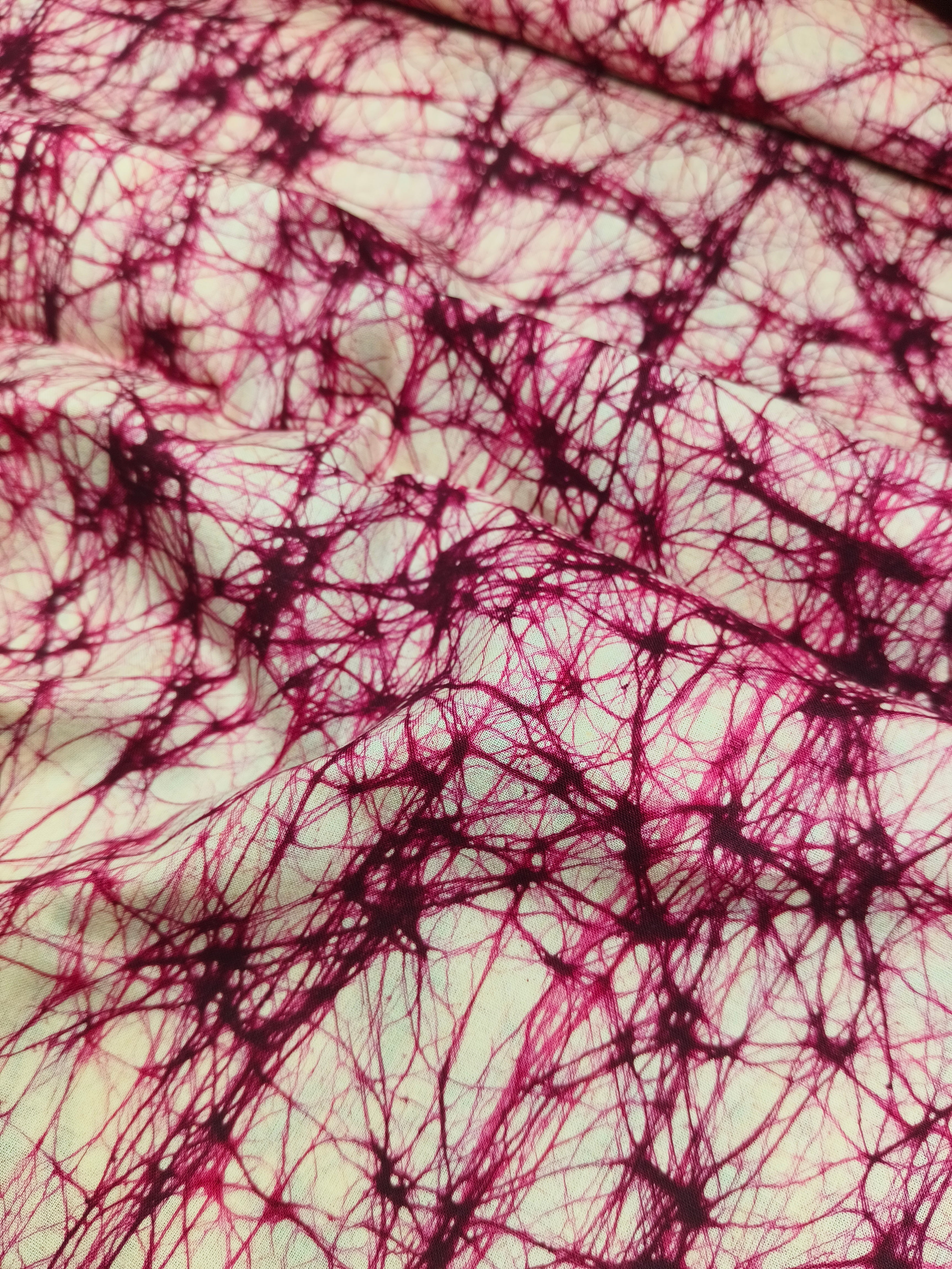 LITE RED COTTON HAND BATIK PRINT FABRIC 01