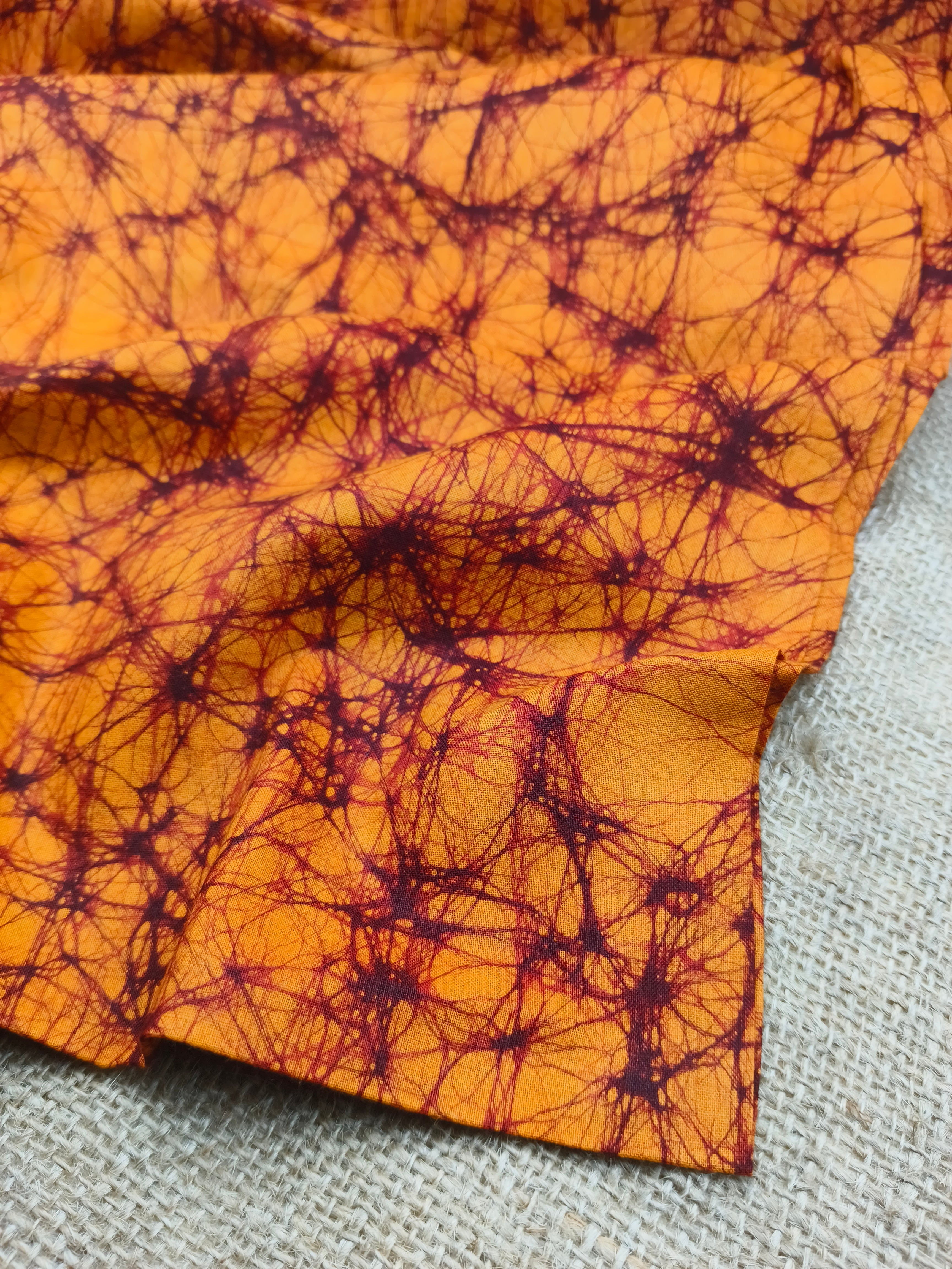 RED ORANGE COTTON HAND BATIK PRINT FABRIC 10