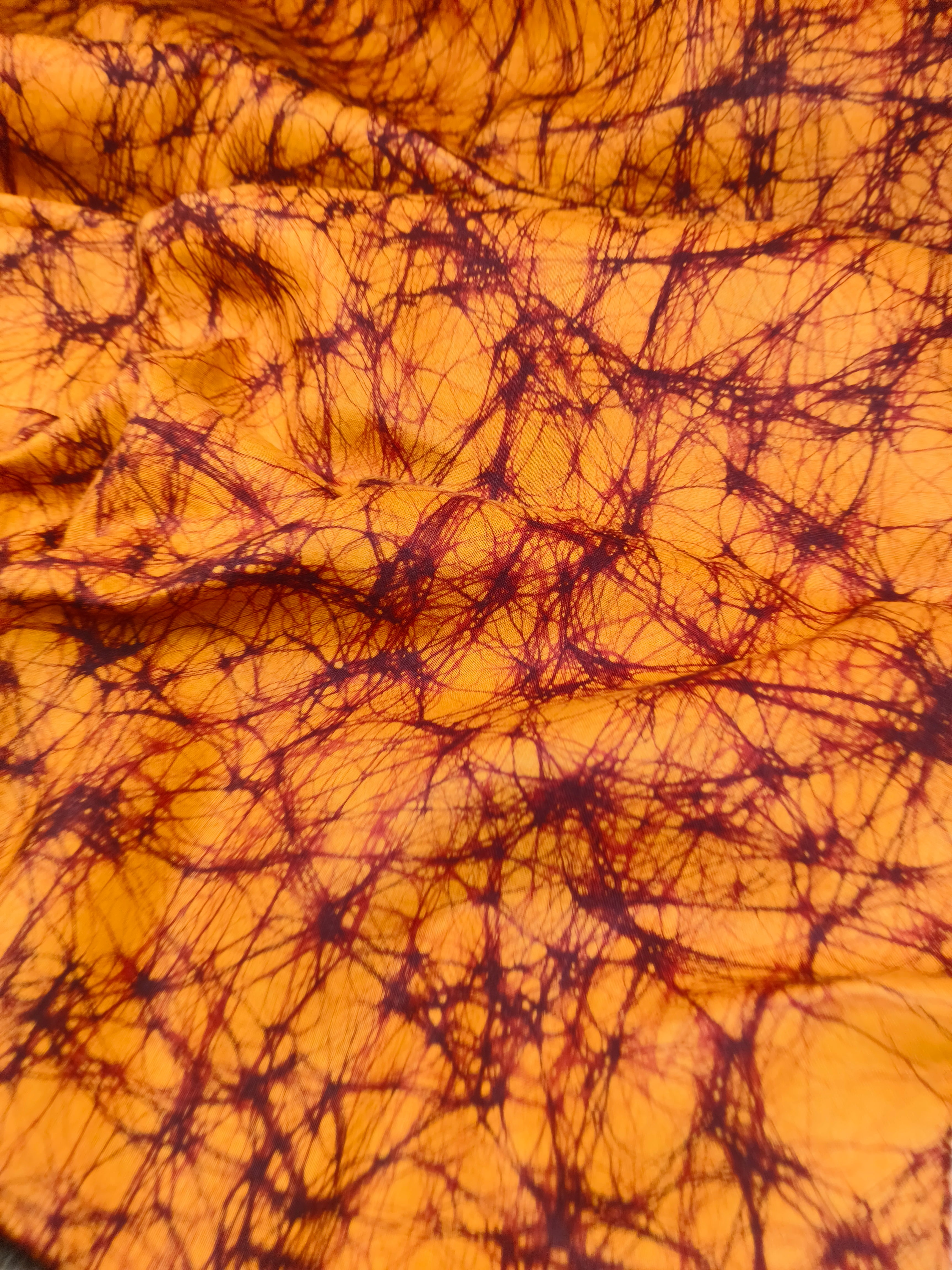 RED ORANGE COTTON HAND BATIK PRINT FABRIC 10