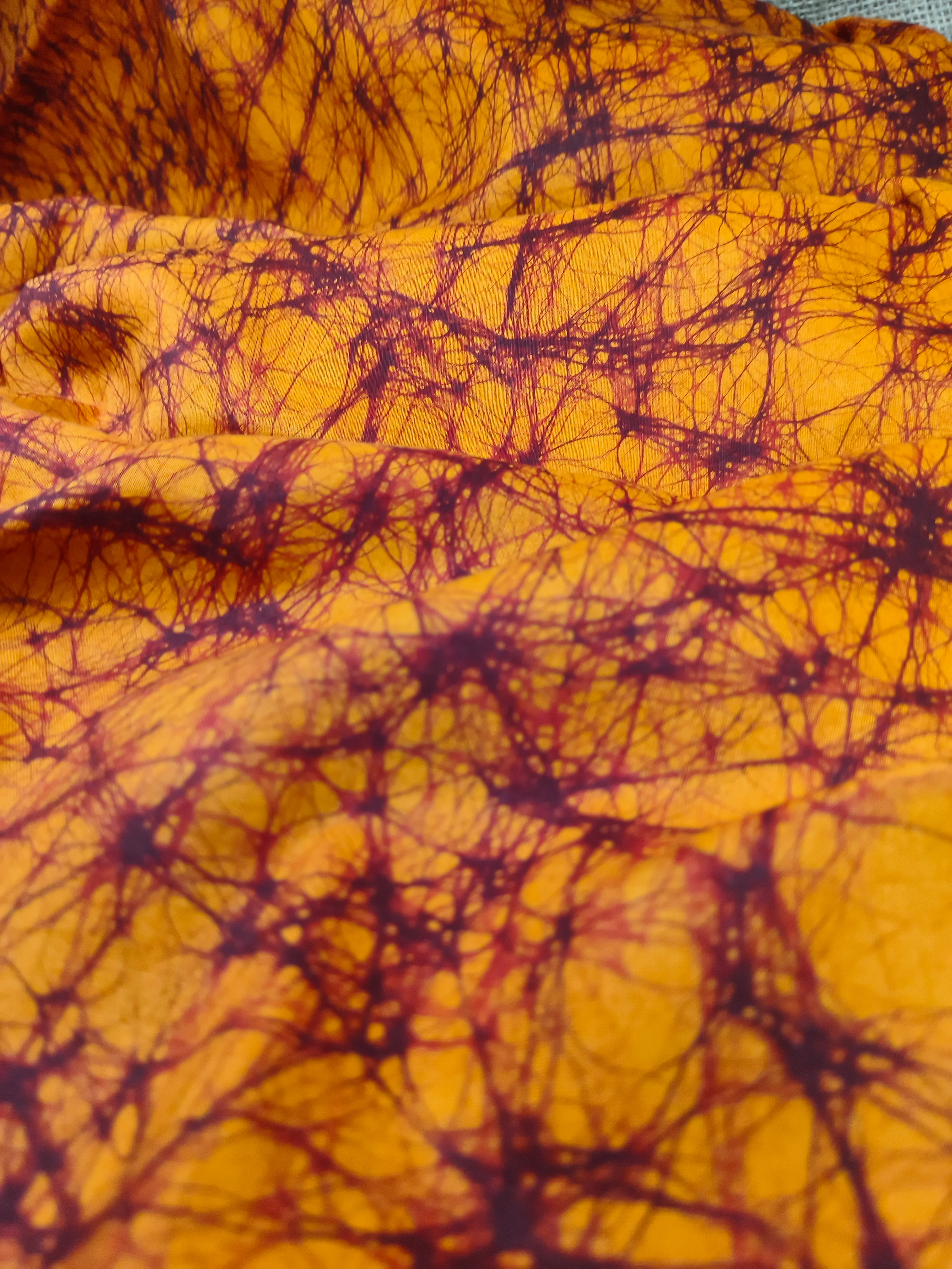 RED ORANGE COTTON HAND BATIK PRINT FABRIC 10