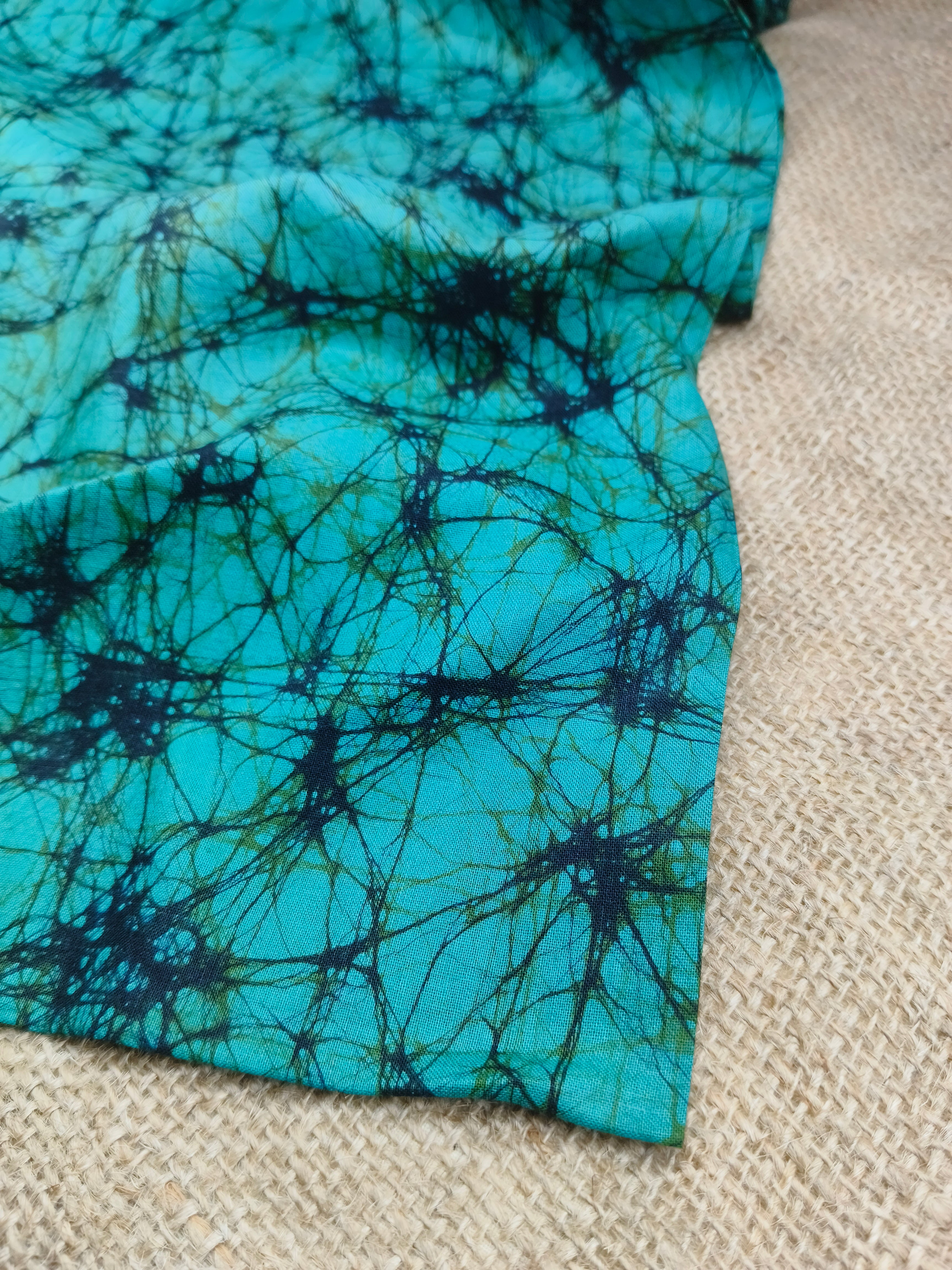 SEA GREEN COTTON HAND BATIK PRINT FABRIC 03