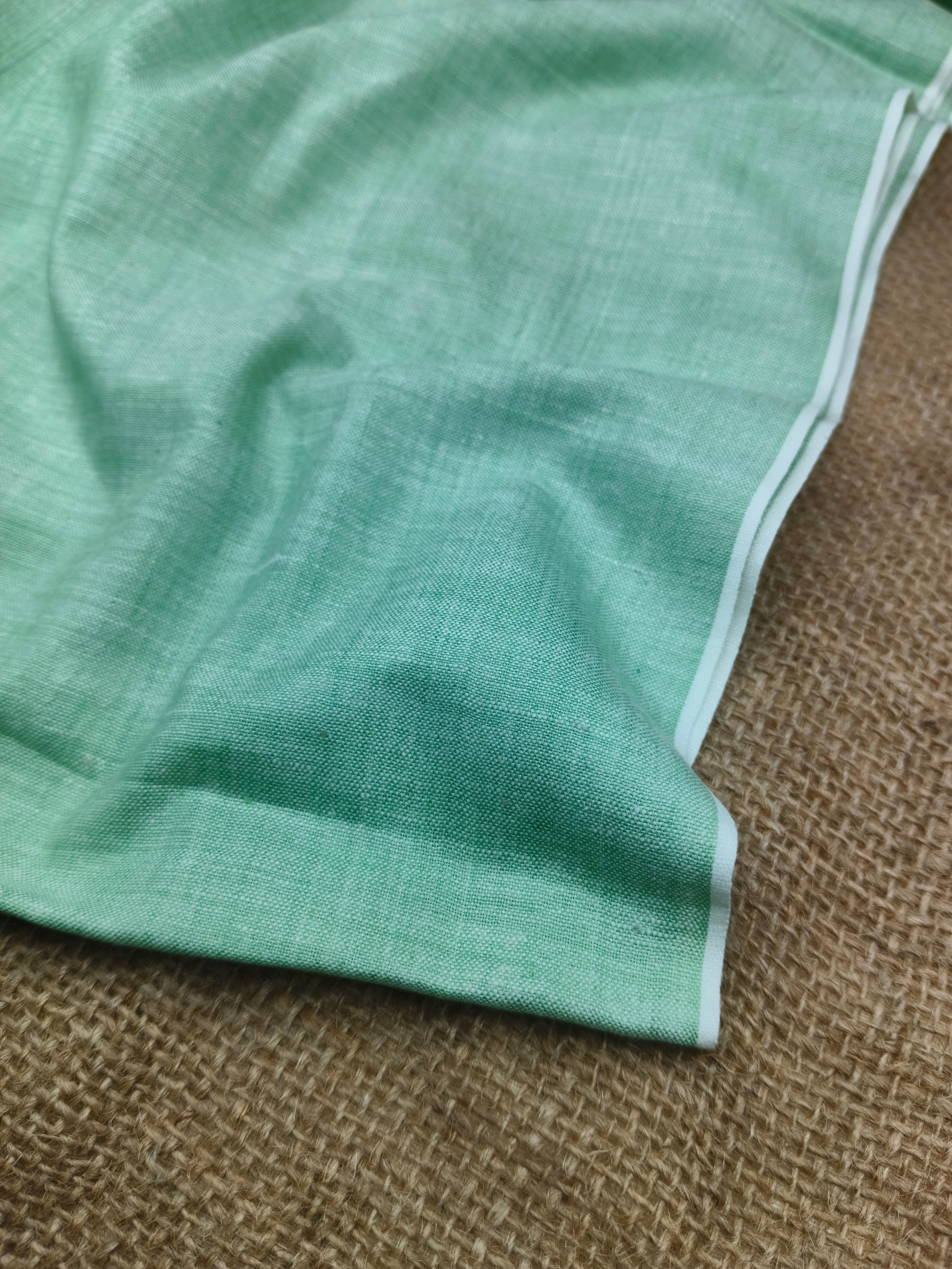 Handspun & Handwoven Cotton Pista Green Colour Fabric
