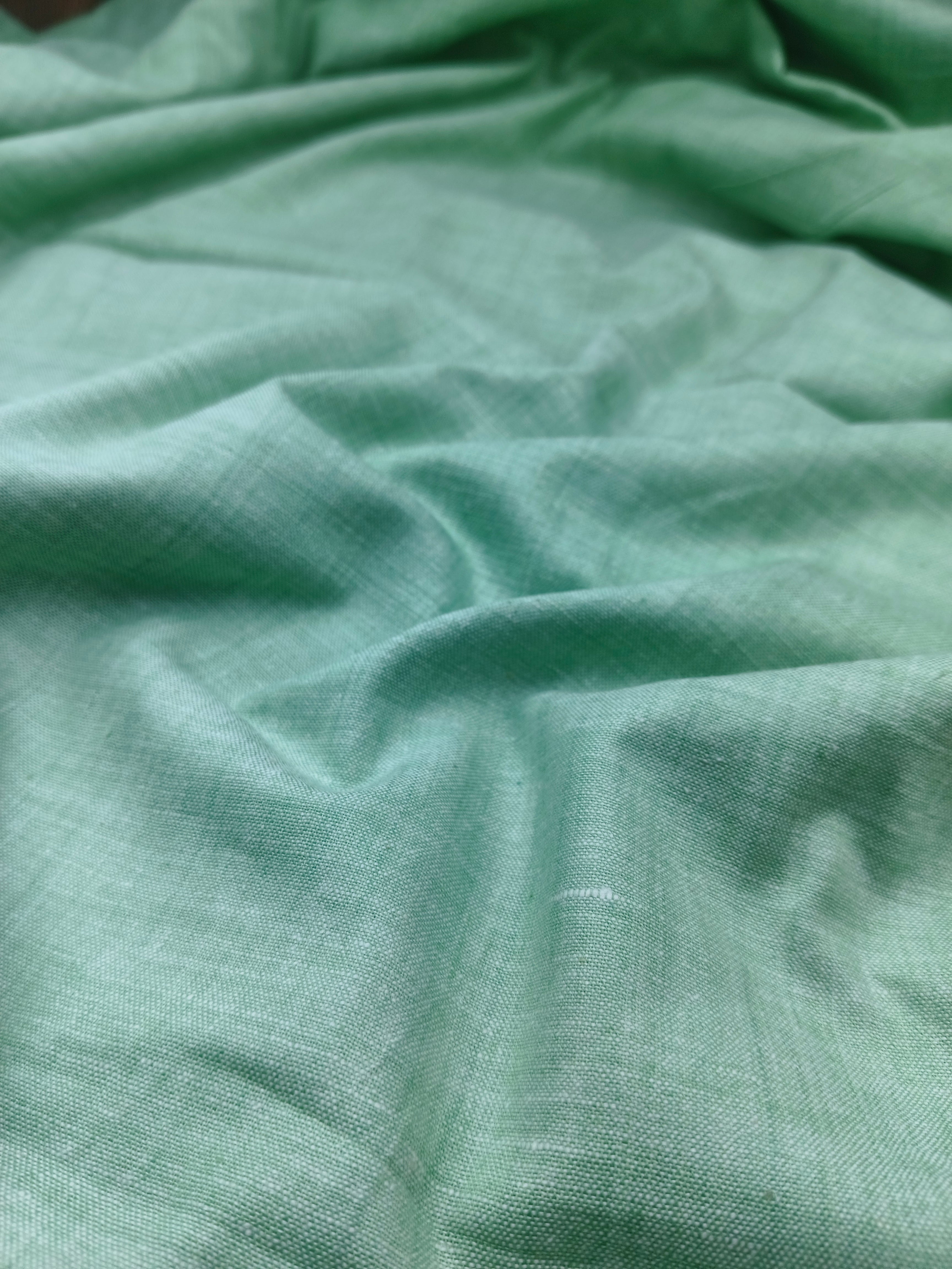 Handspun & Handwoven Cotton Pista Green Colour Fabric