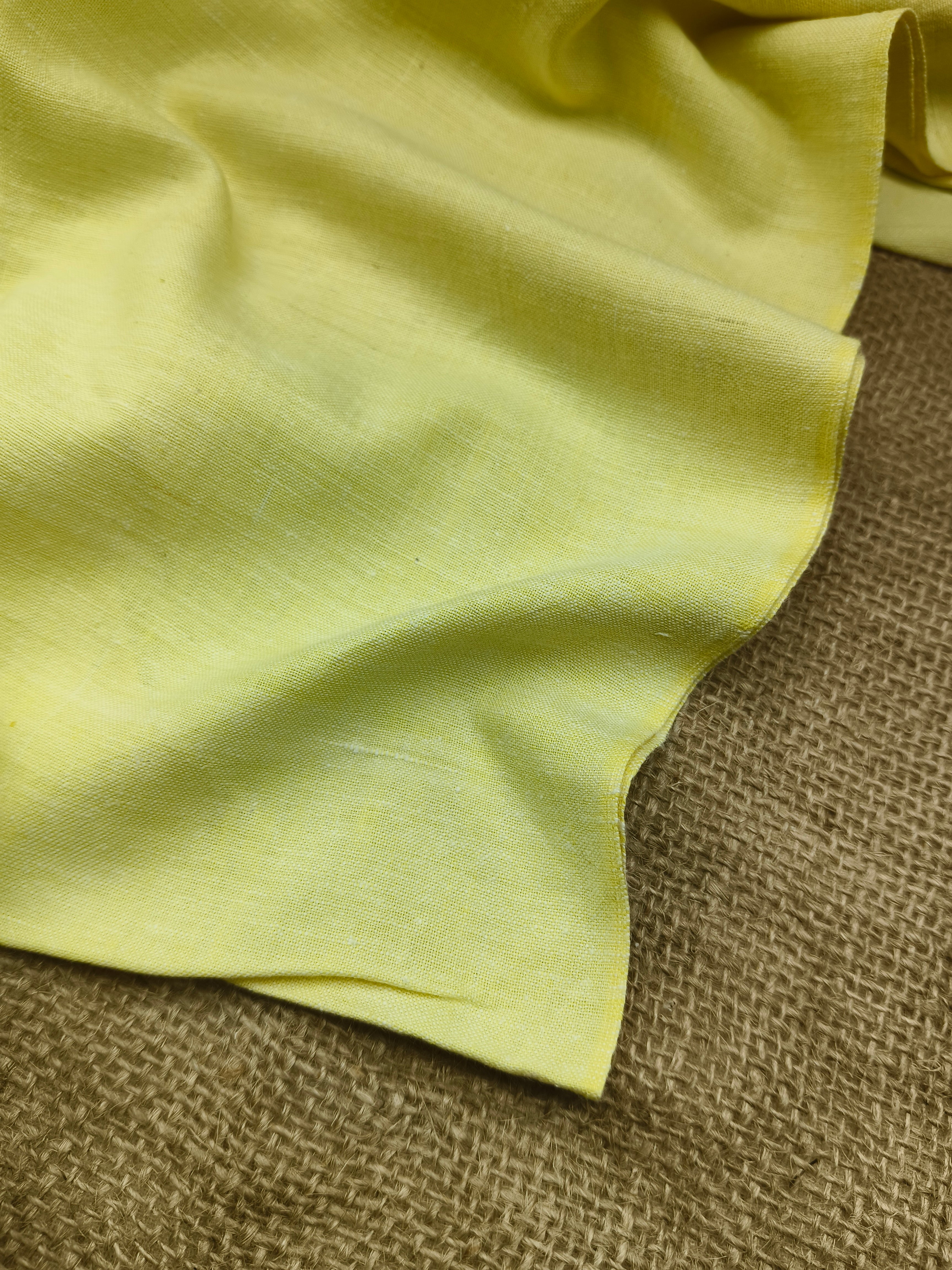 Handspun & Handwoven Cotton Lemon Yellow Colour Fabric