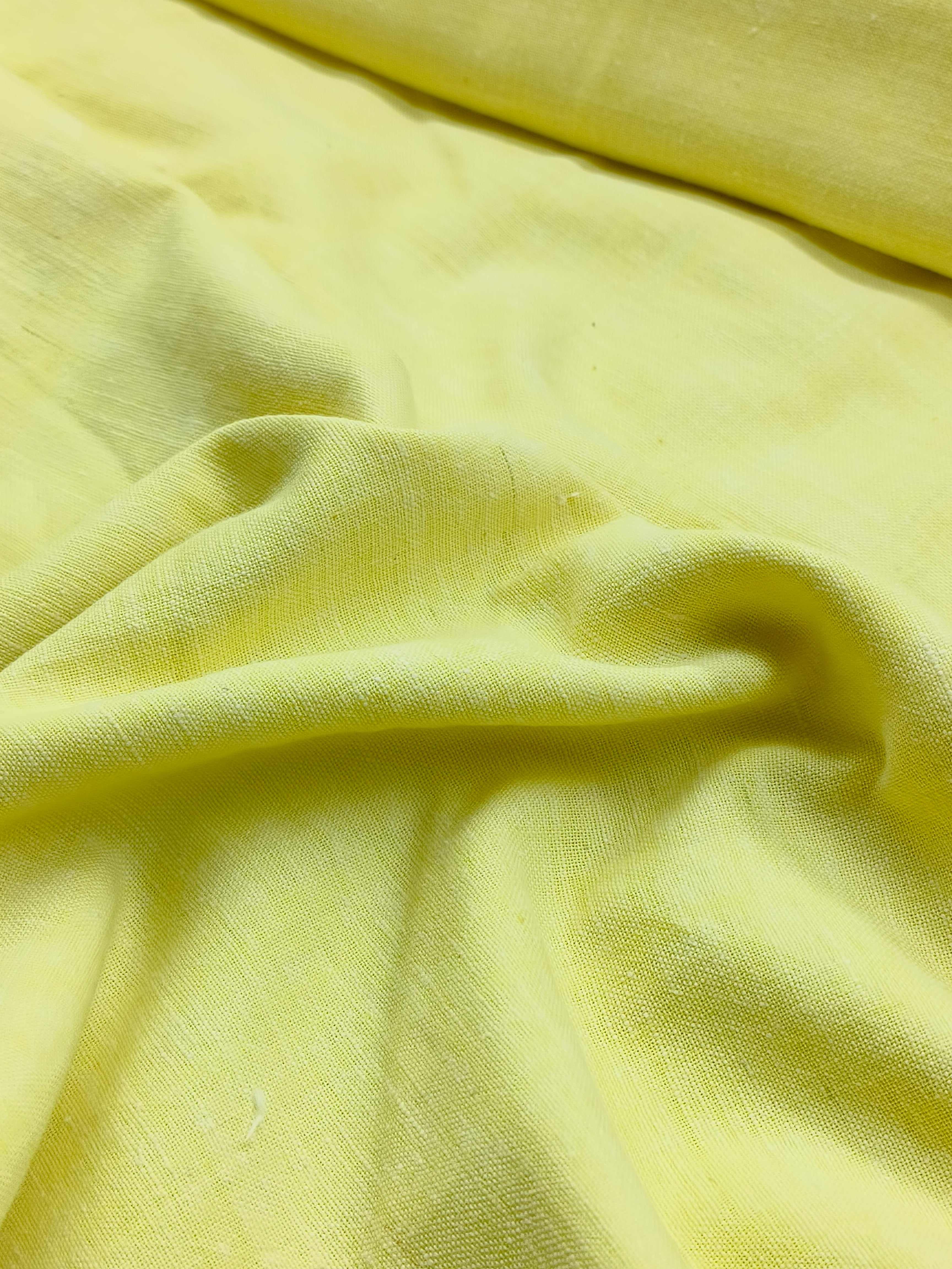 Handspun & Handwoven Cotton Lemon Yellow Colour Fabric