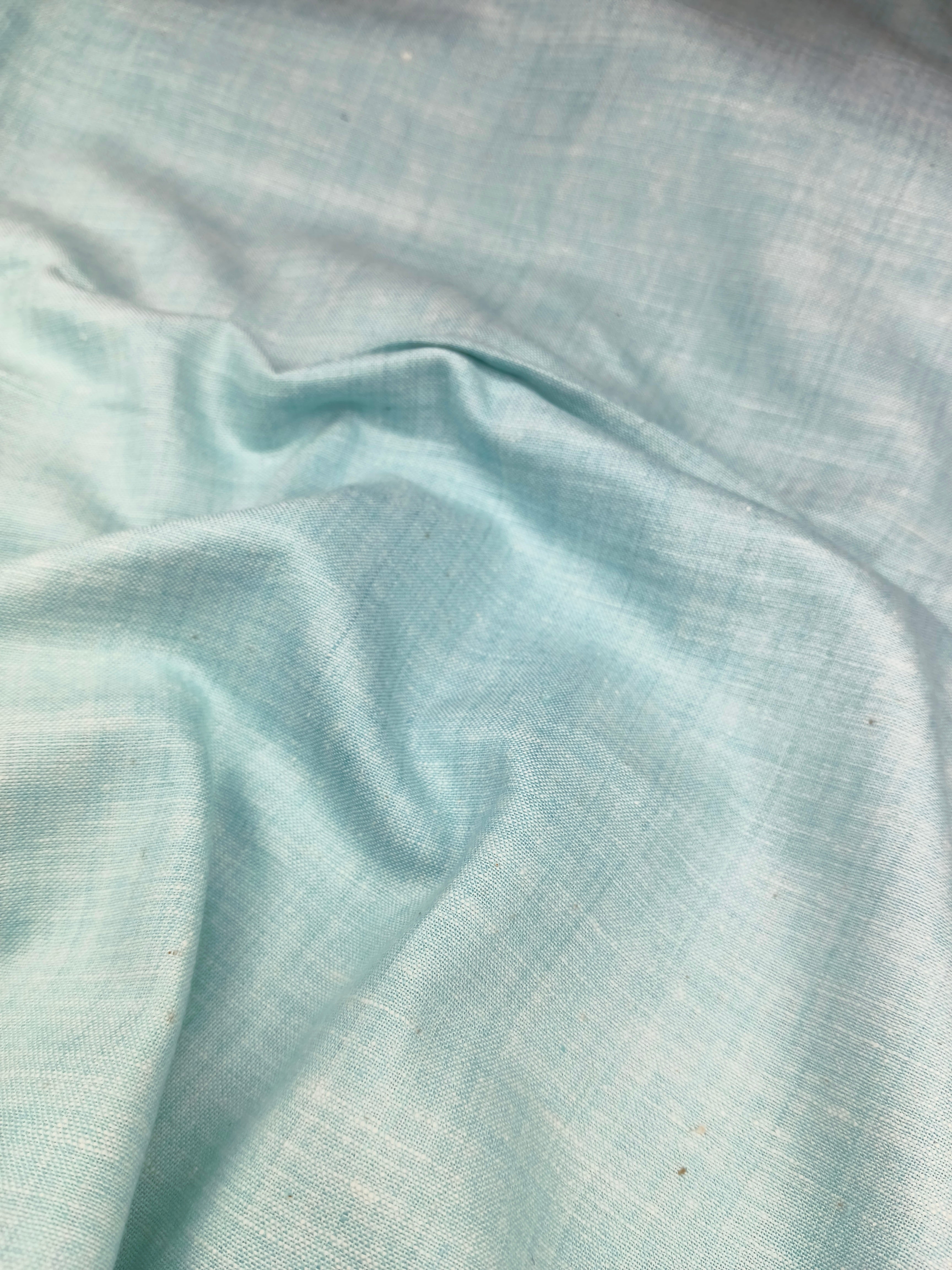 Handspun & Handwoven Cotton Sea Green Colour Fabric