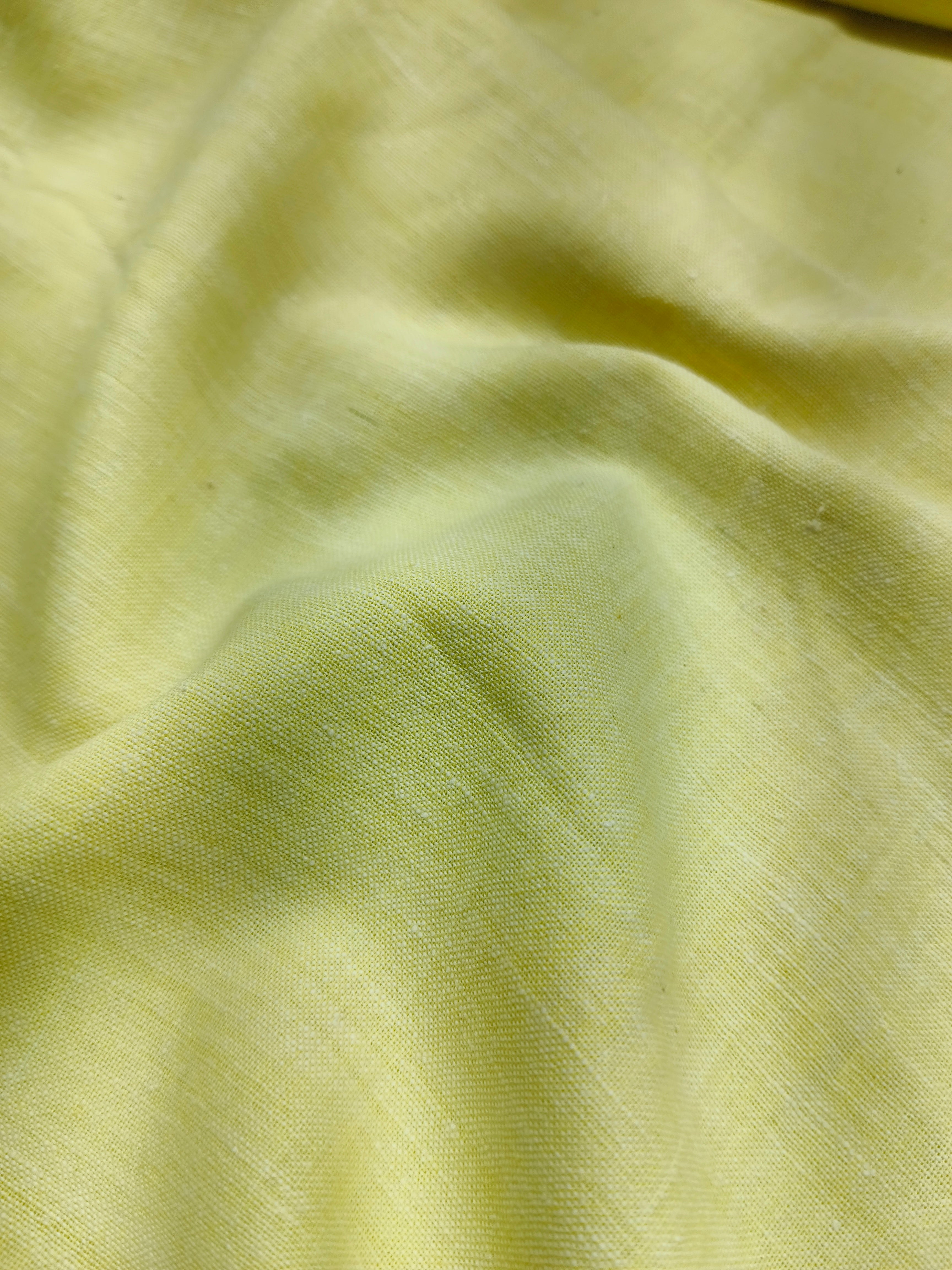 Handspun & Handwoven Cotton Lemon Yellow Colour Fabric