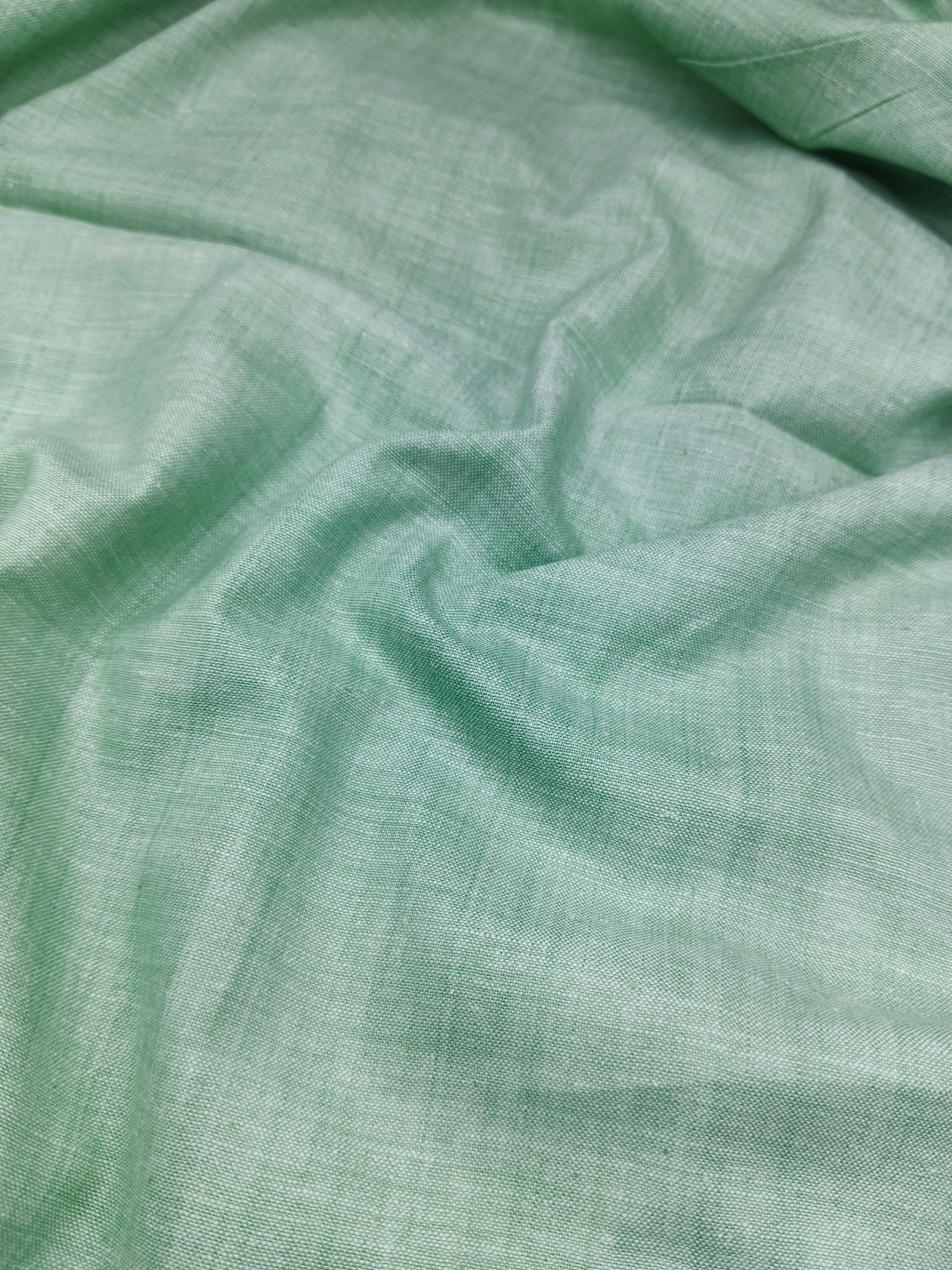 Handspun & Handwoven Cotton Pista Green Colour Fabric