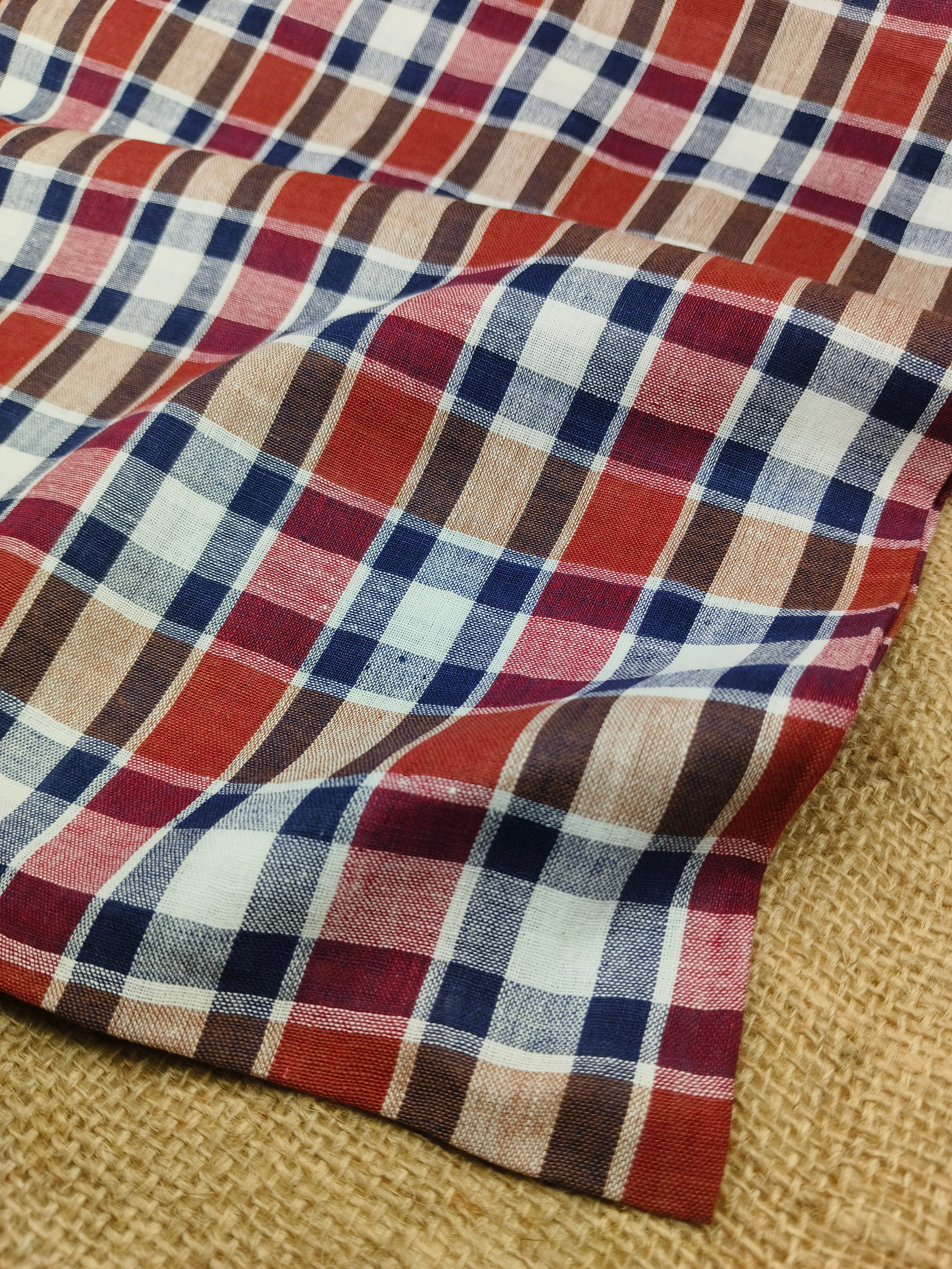 Handwoven Cotton Check Fabric CHK9