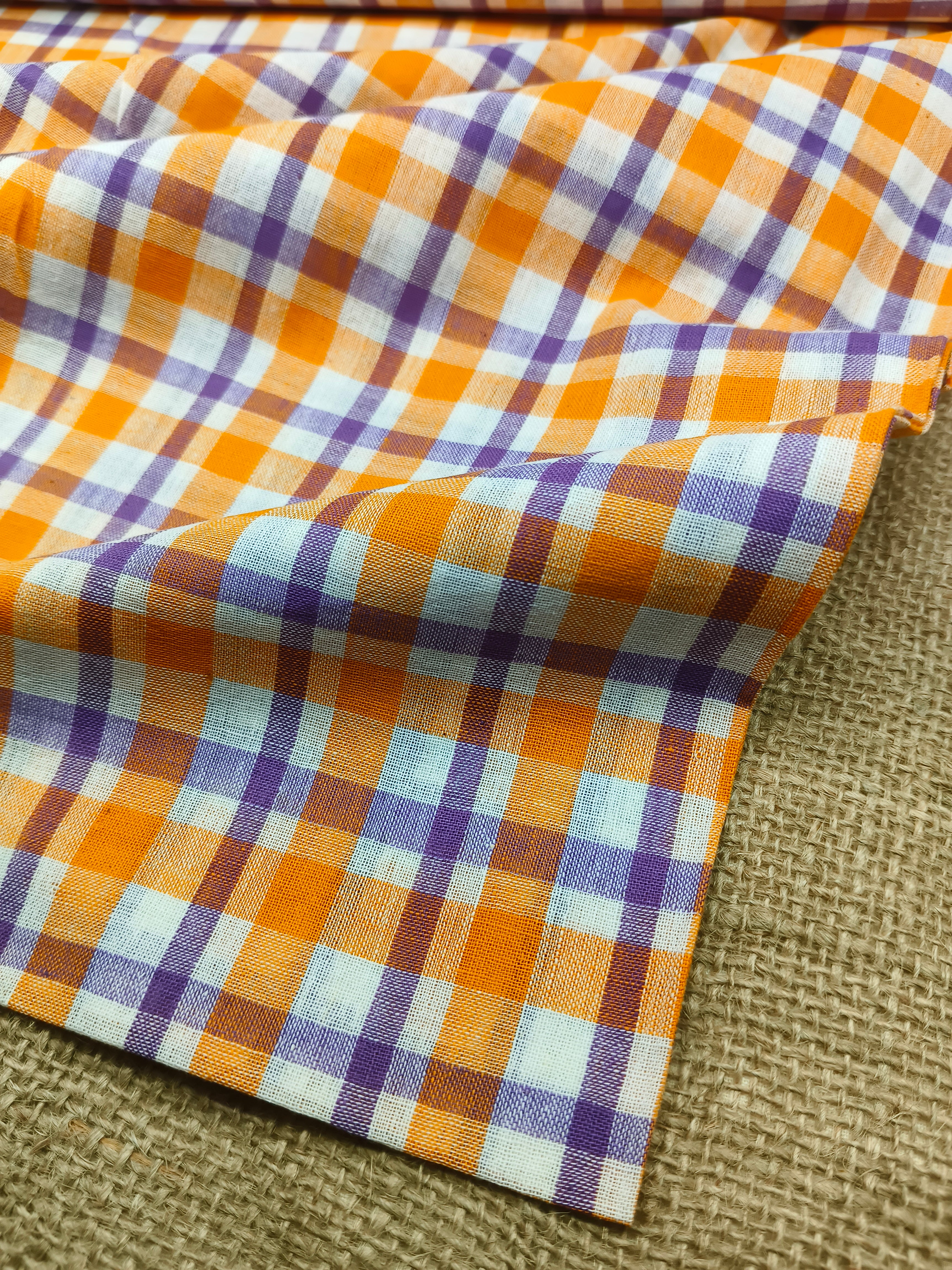 Handwoven Cotton Check Fabric CHK33