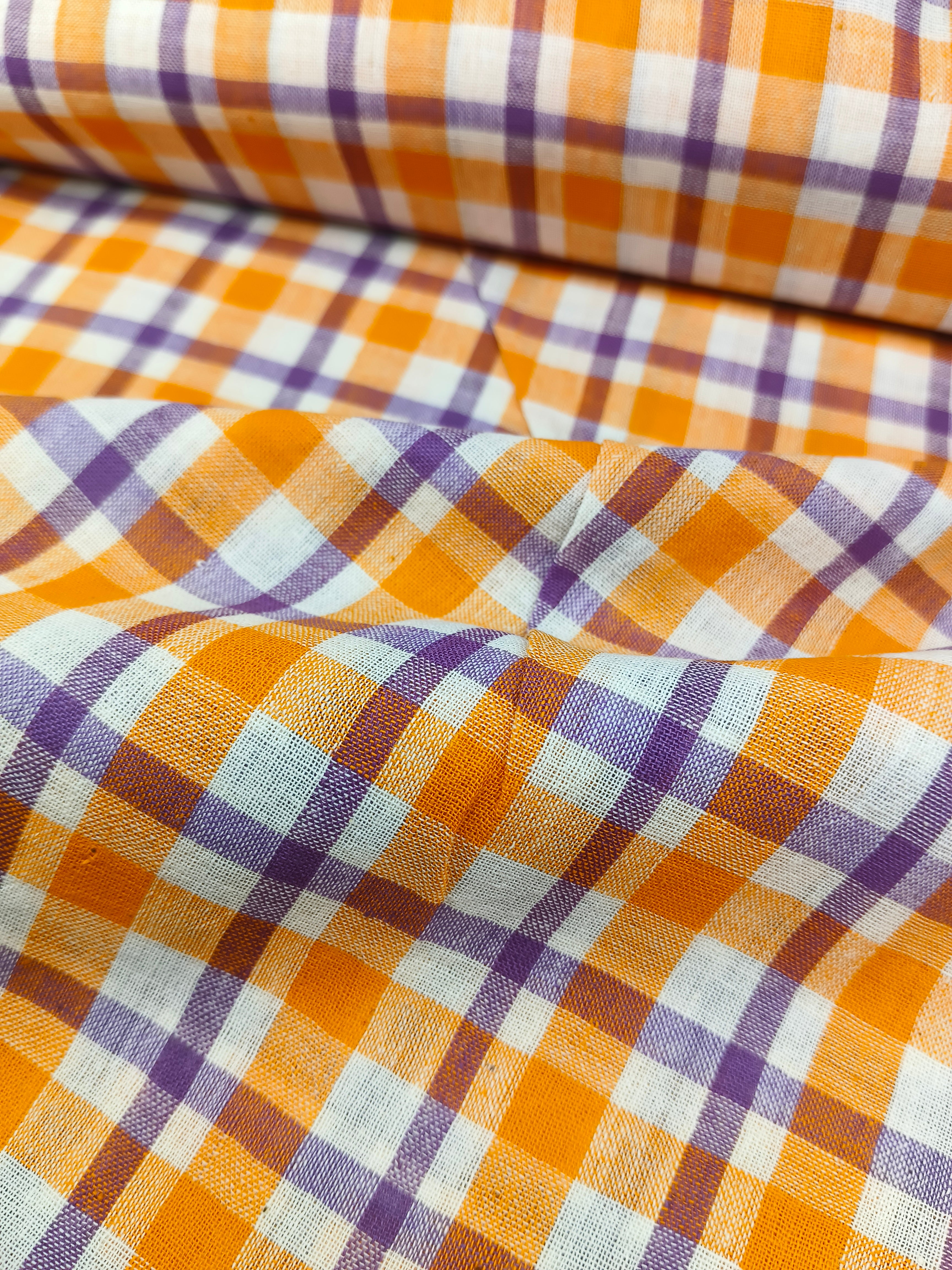 Handwoven Cotton Check Fabric CHK33