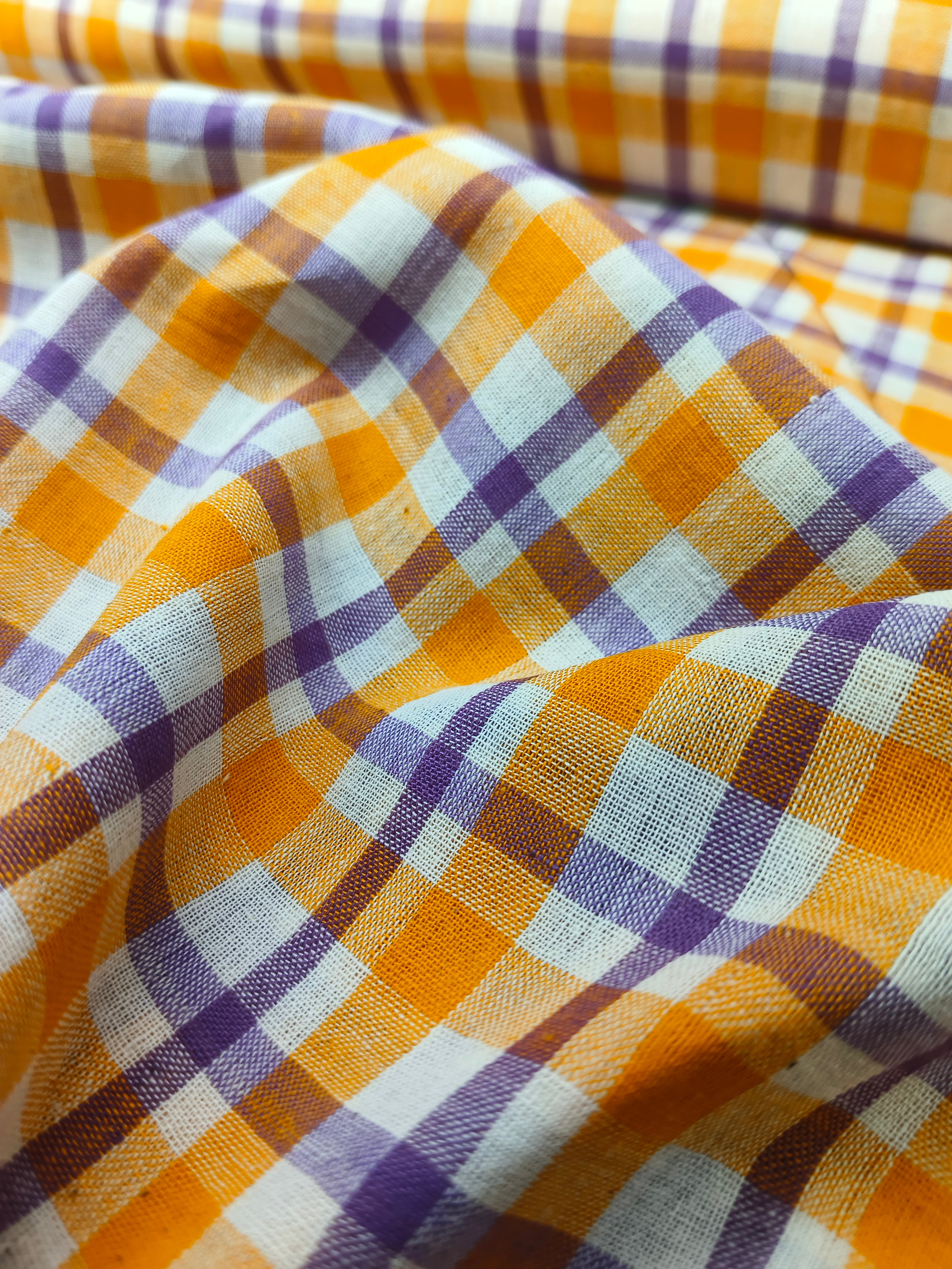 Handwoven Cotton Check Fabric CHK33